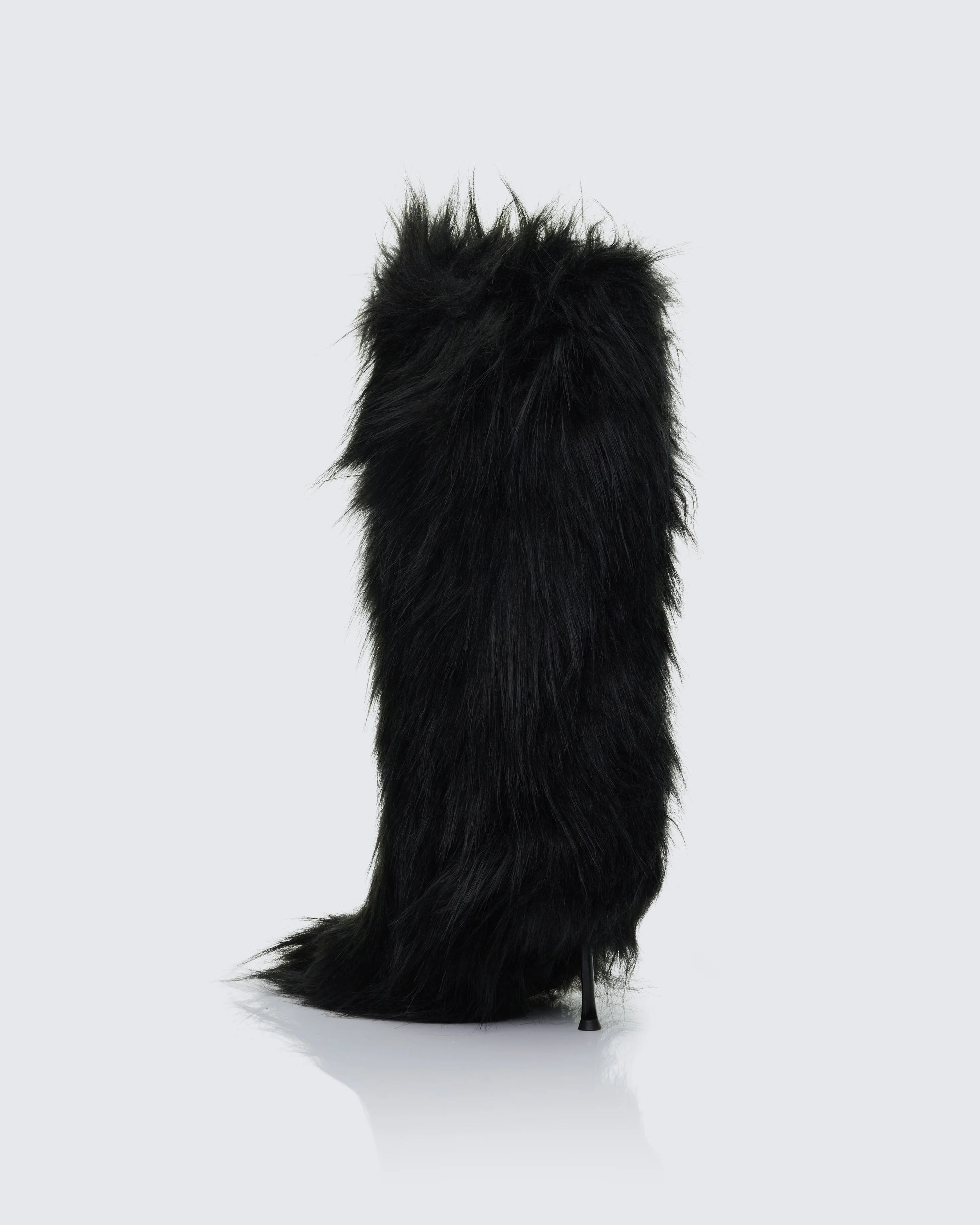 Kendall Black Fur XXL Yetti Heeled Boot - Image 3