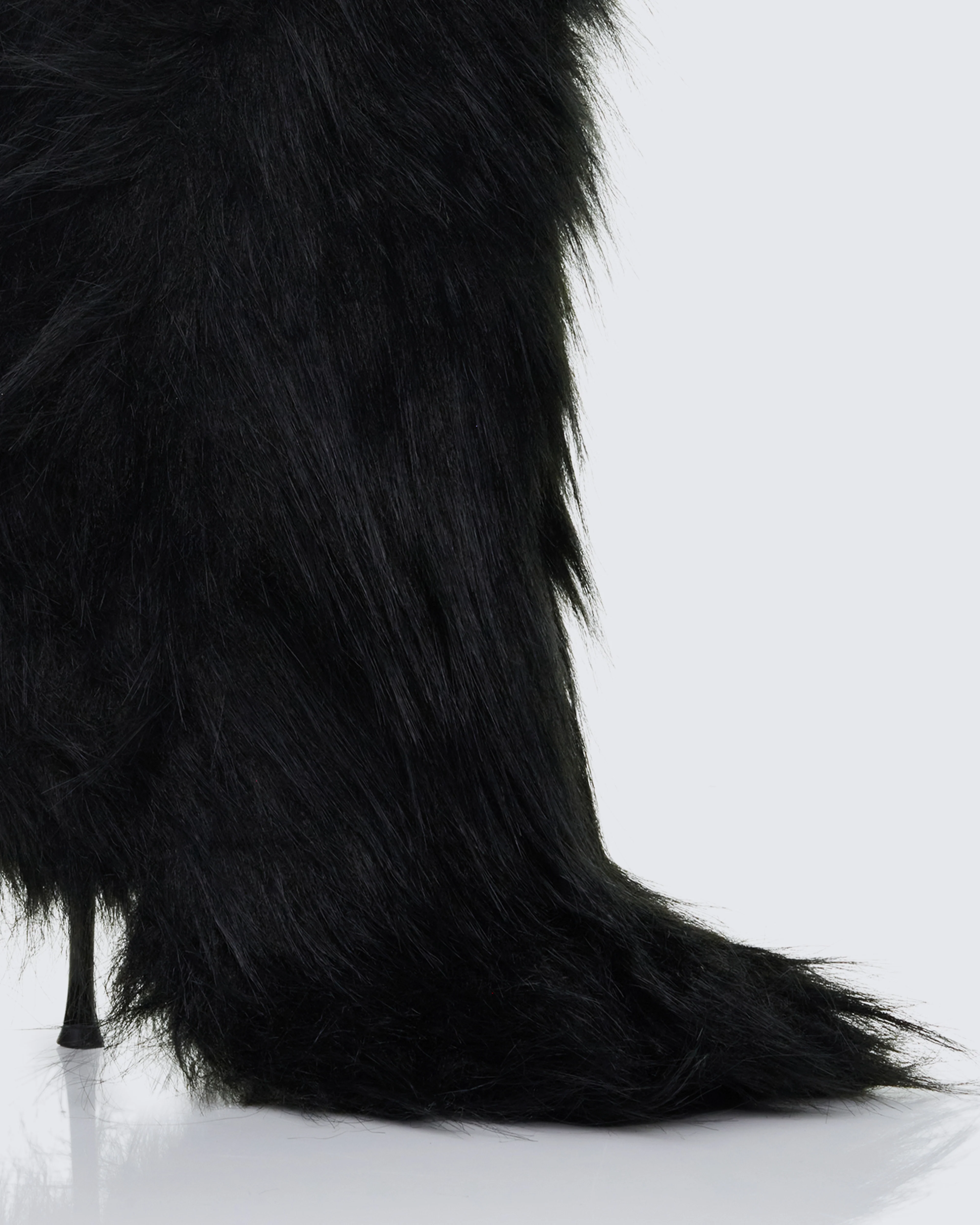 Kendall Black Fur XXL Yetti Heeled Boot - Image 4