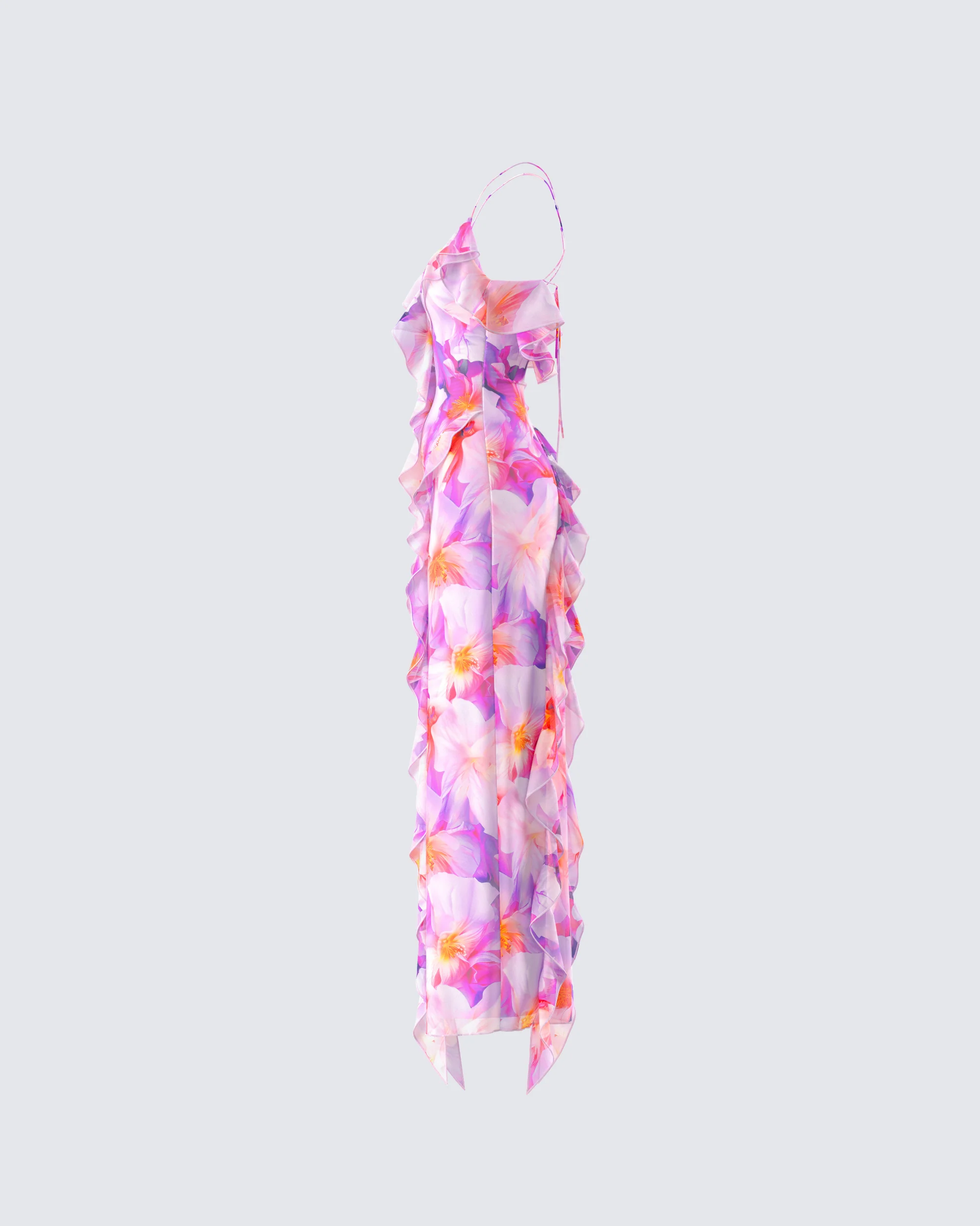 Kenya Pink Floral Ruffle Maxi Dress - Image 2