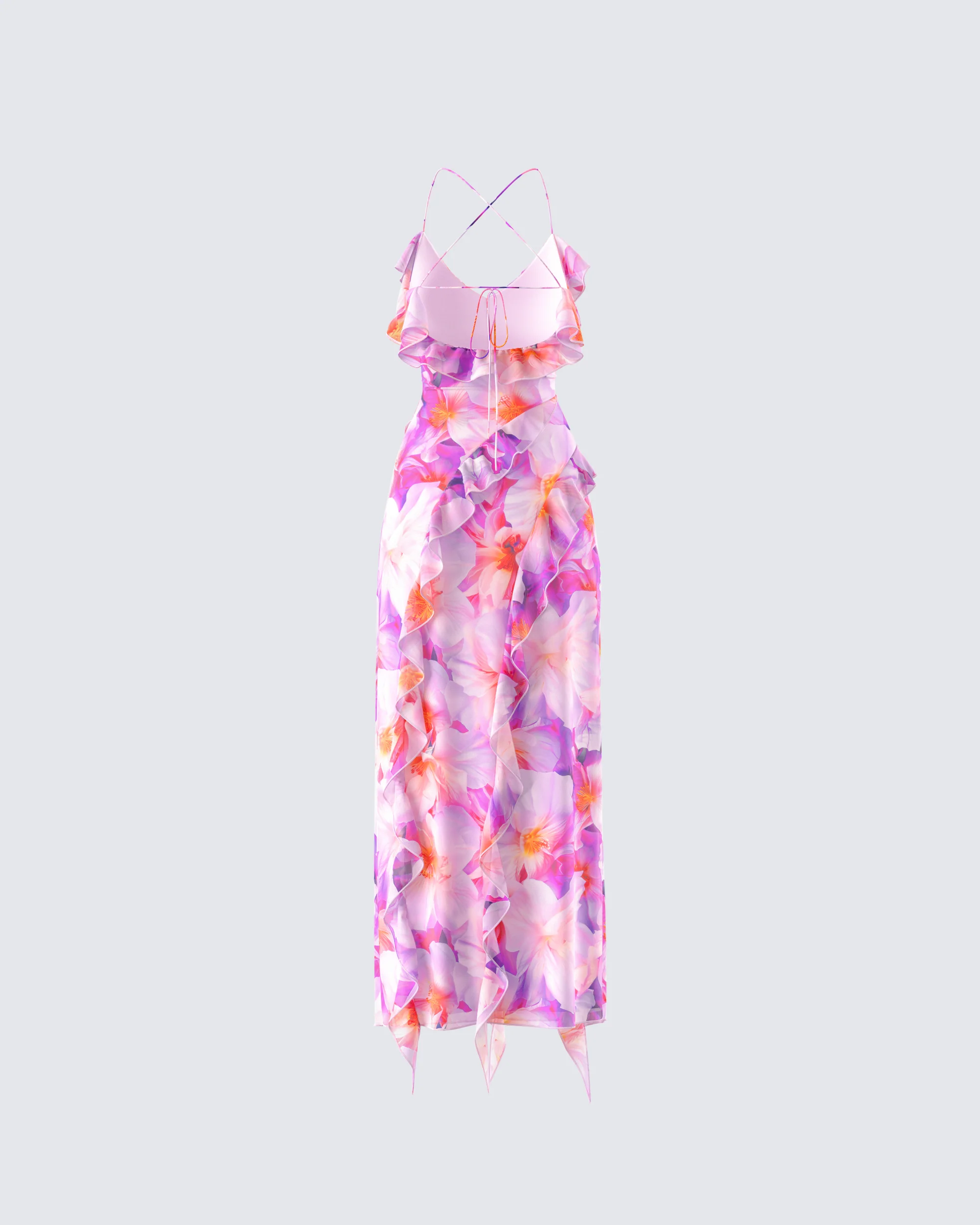 Kenya Pink Floral Ruffle Maxi Dress - Image 3