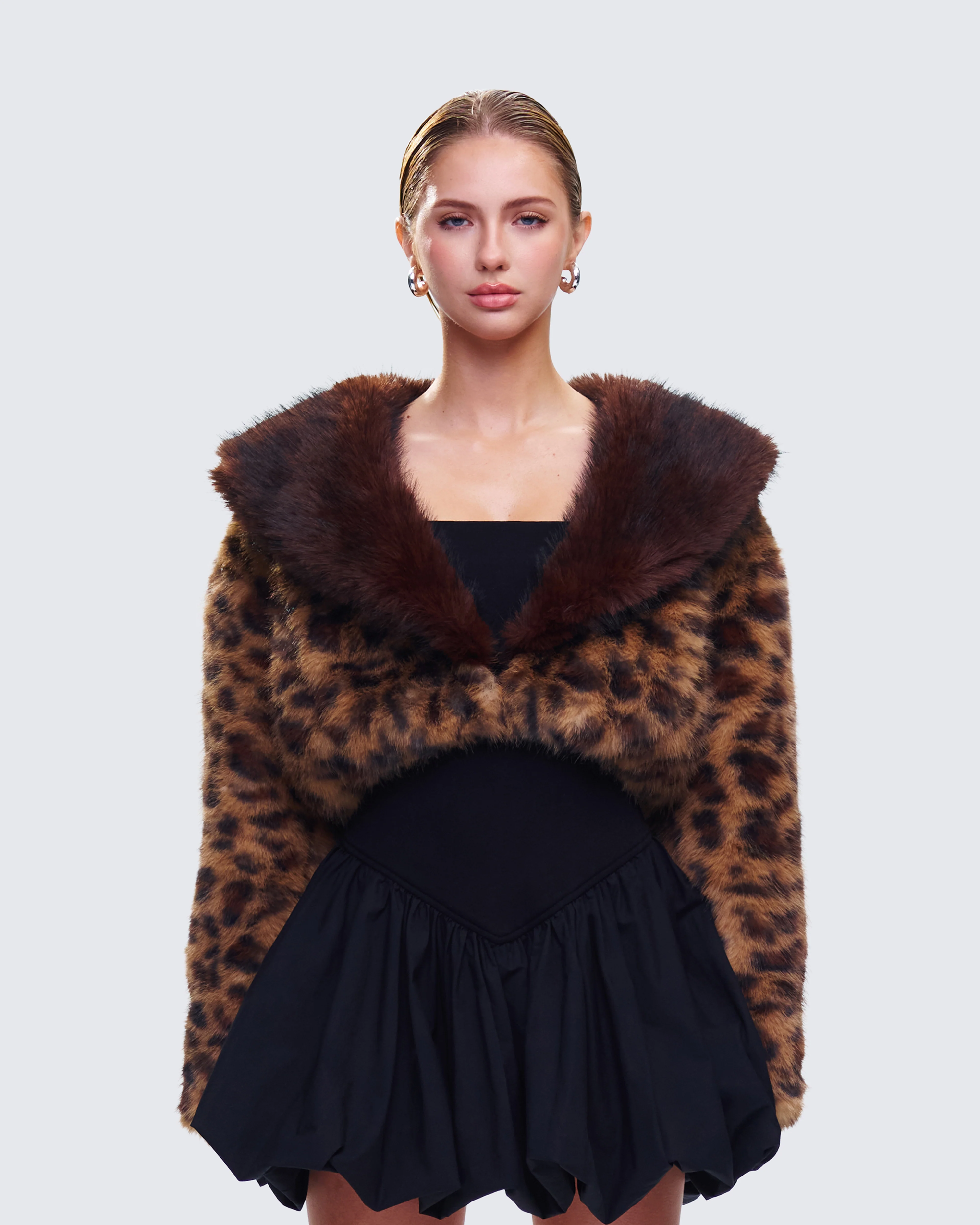 Kenza Brown Faux Leopard Fur Jacket - Image 2