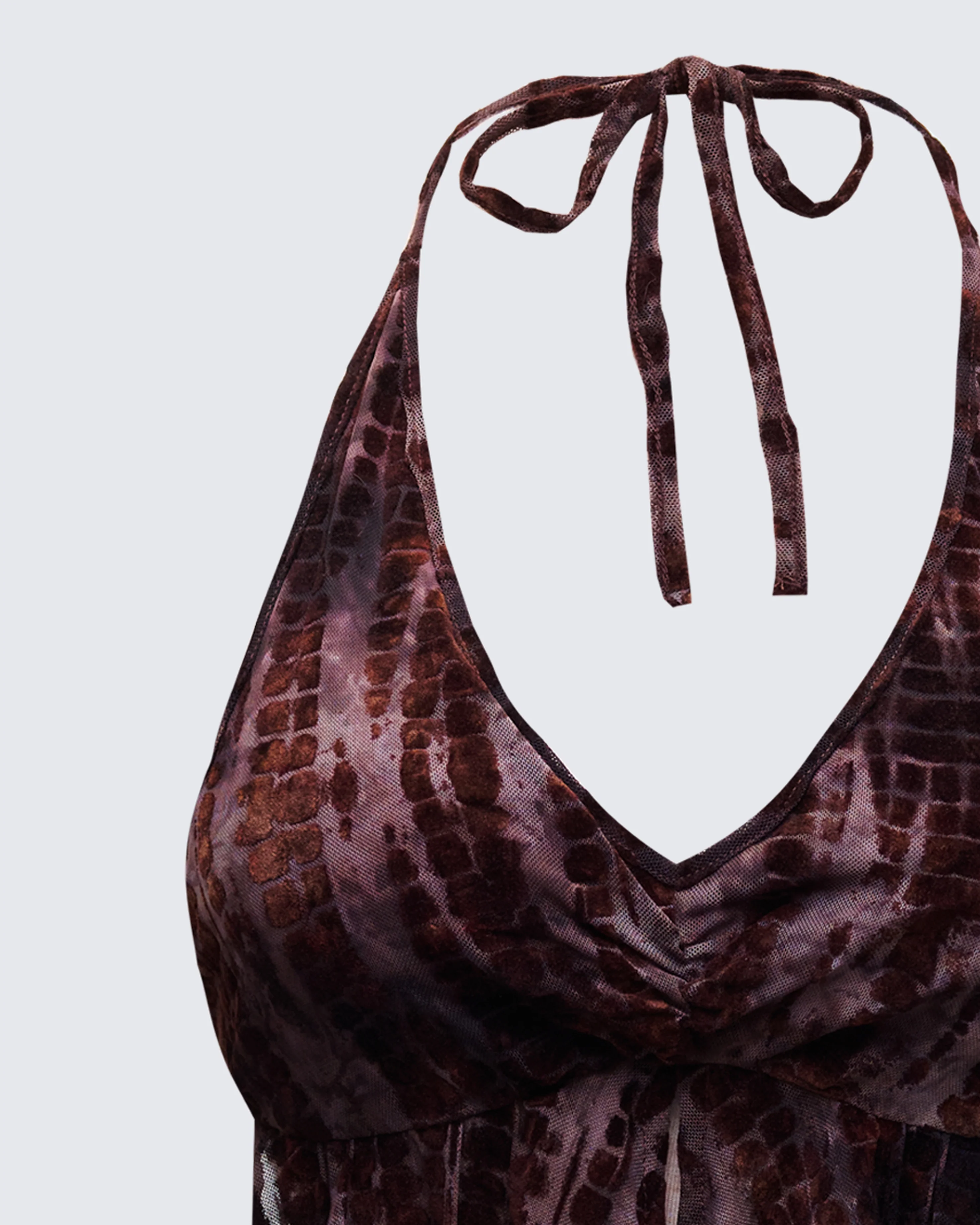 Kerensa Brown Mesh Halter Top - Image 6