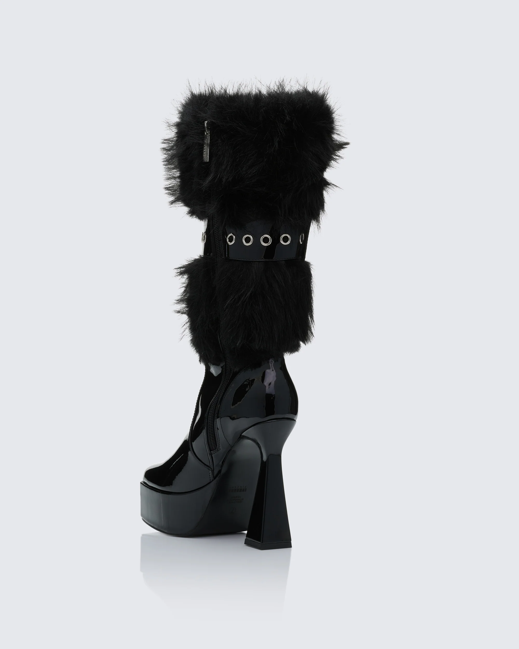 Kezia Black Fur Cuff Platform Boot - Image 3