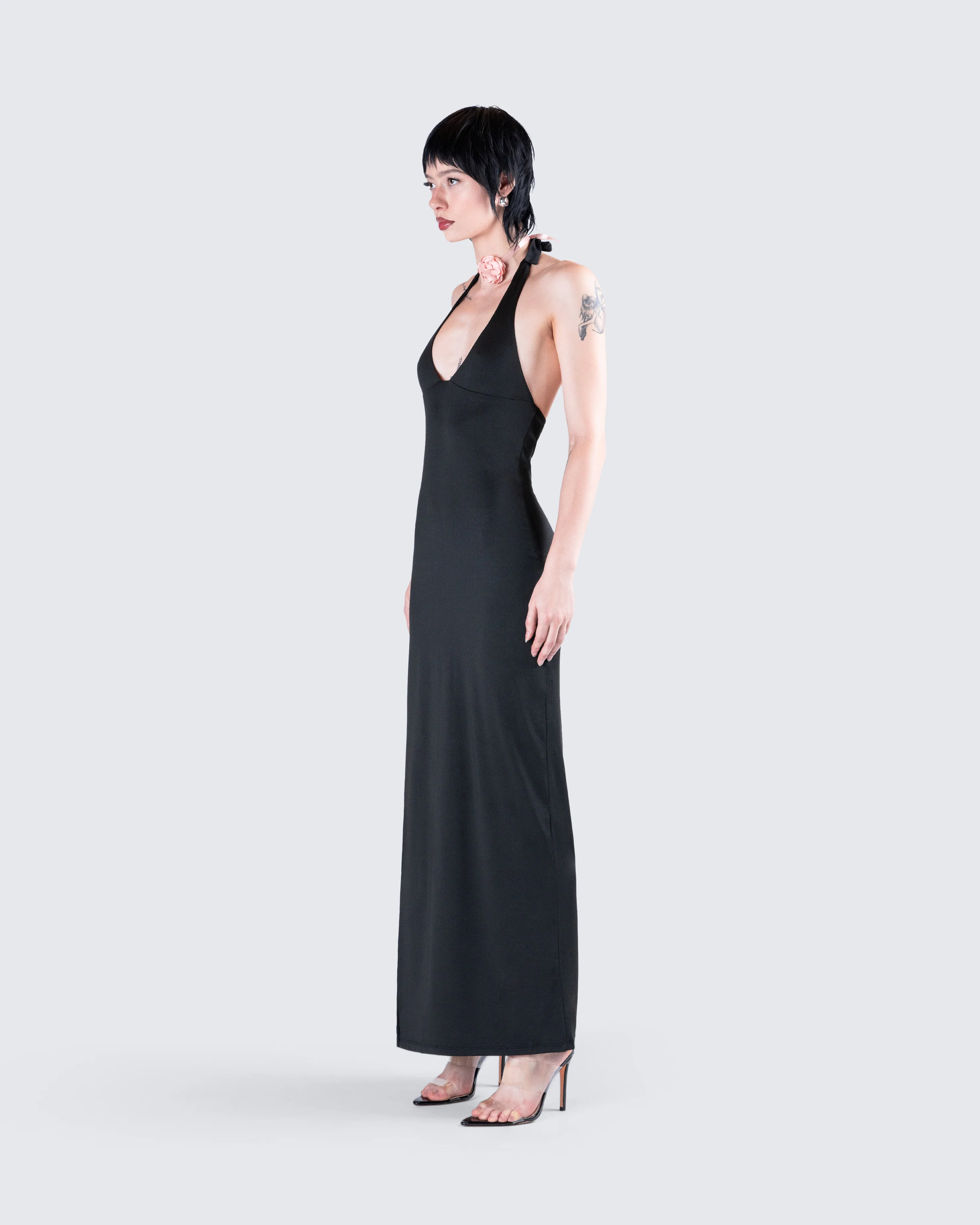 Kiari Black Halter Maxi Dress - Image 5