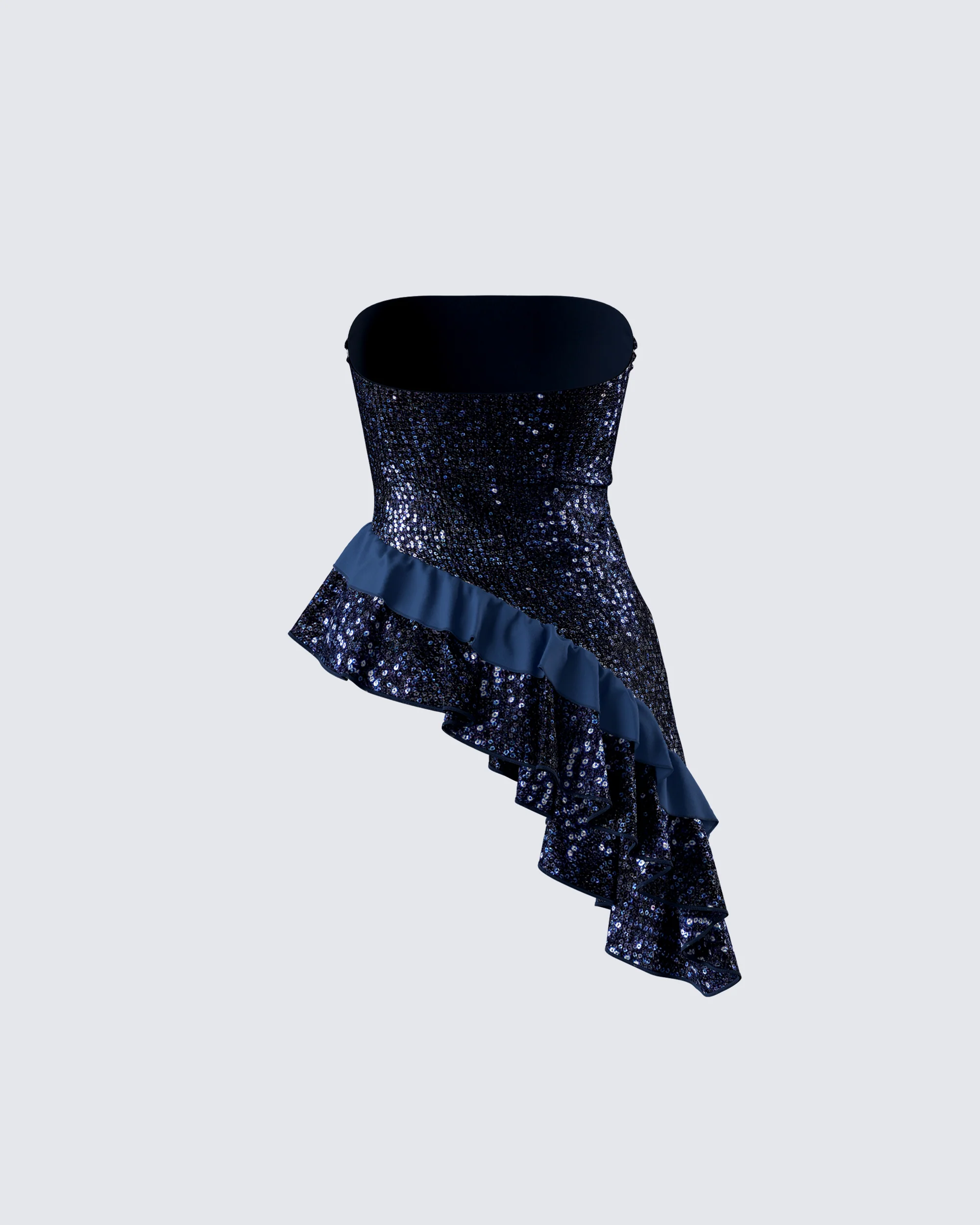 Kienna Navy Sequin Asymmetrical Top - Image 3