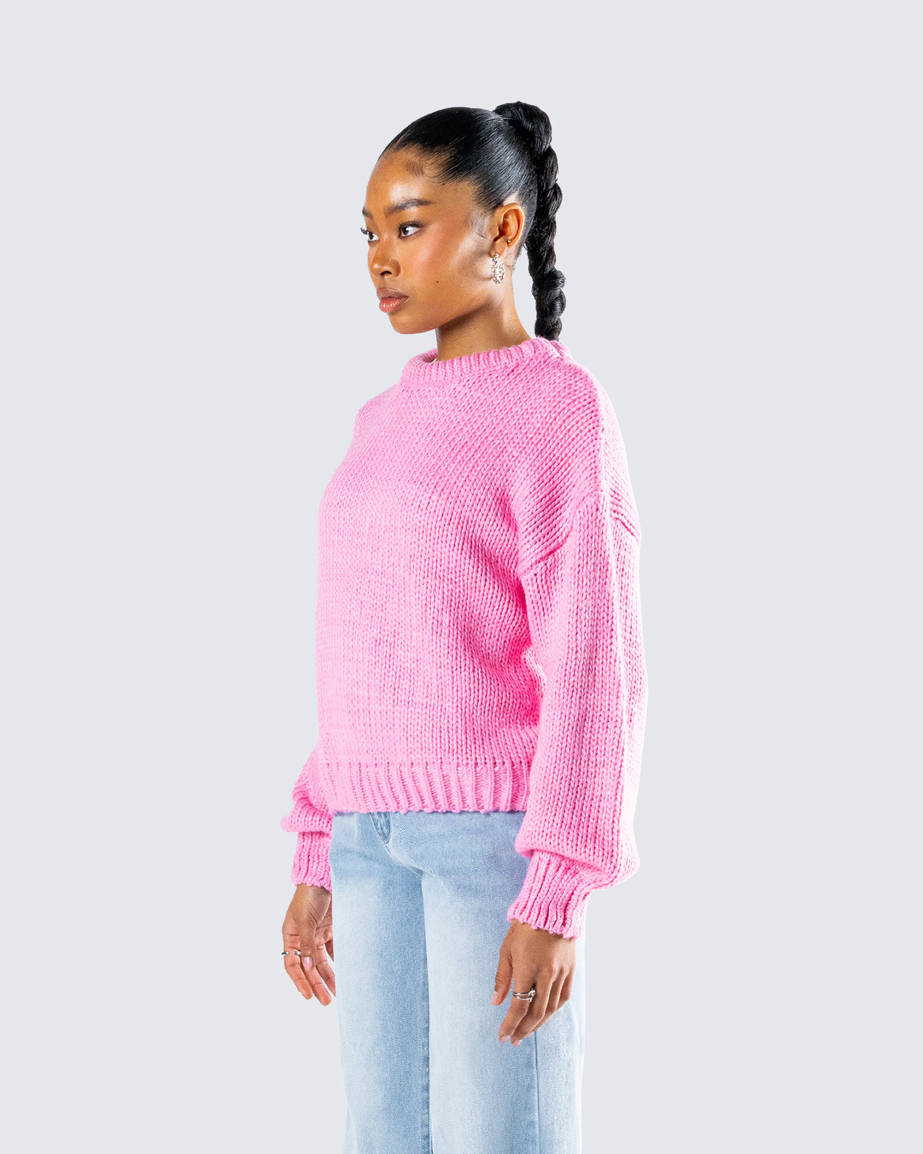Kiera Pink Chunky Sweater Top - Image 5
