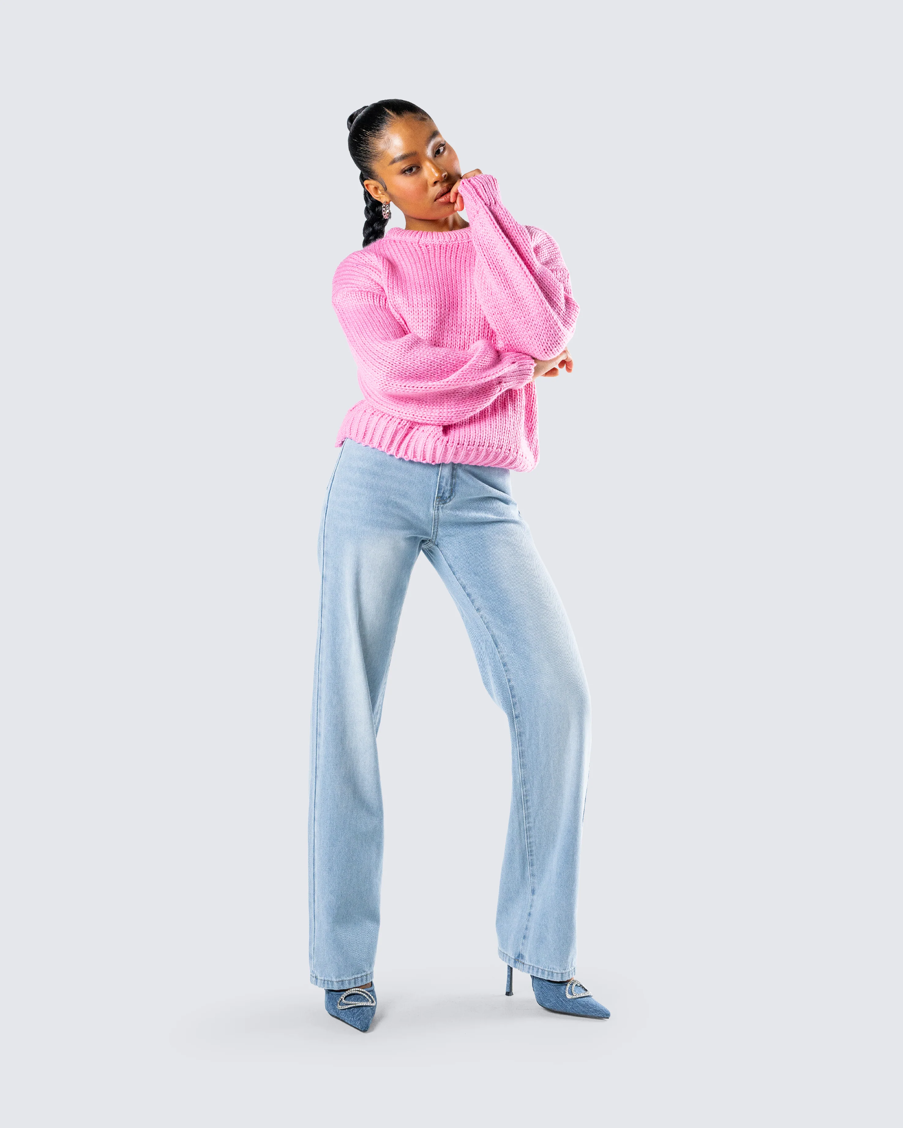 Kiera Pink Chunky Sweater Top - Image 9