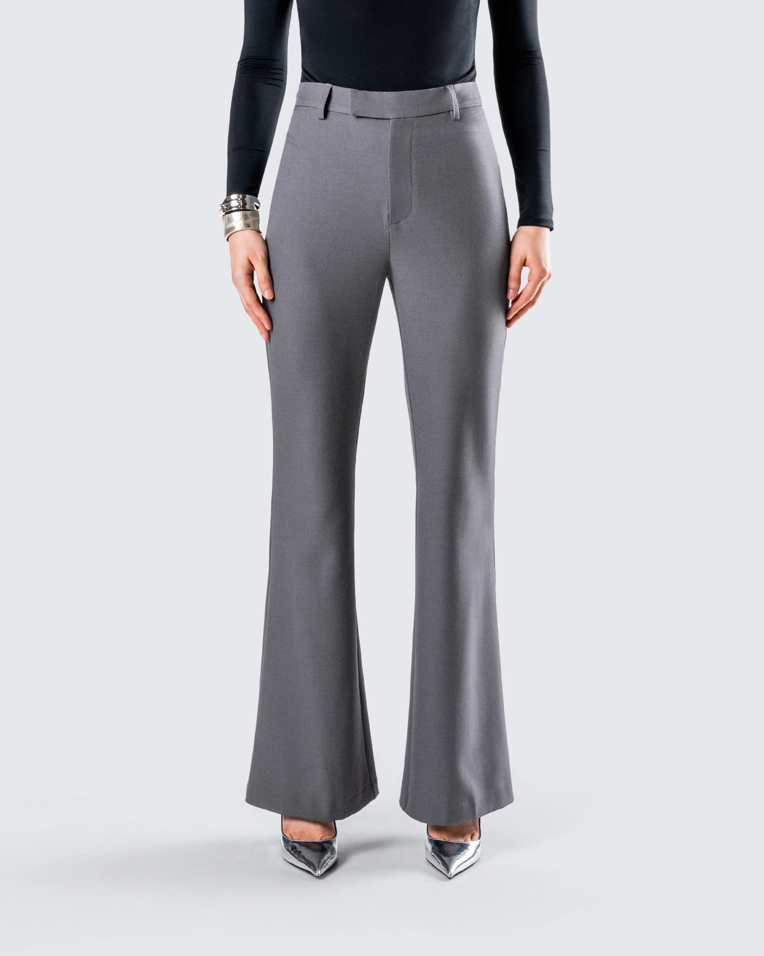 Kimberly Grey Flared Trouser Pant - Image 2