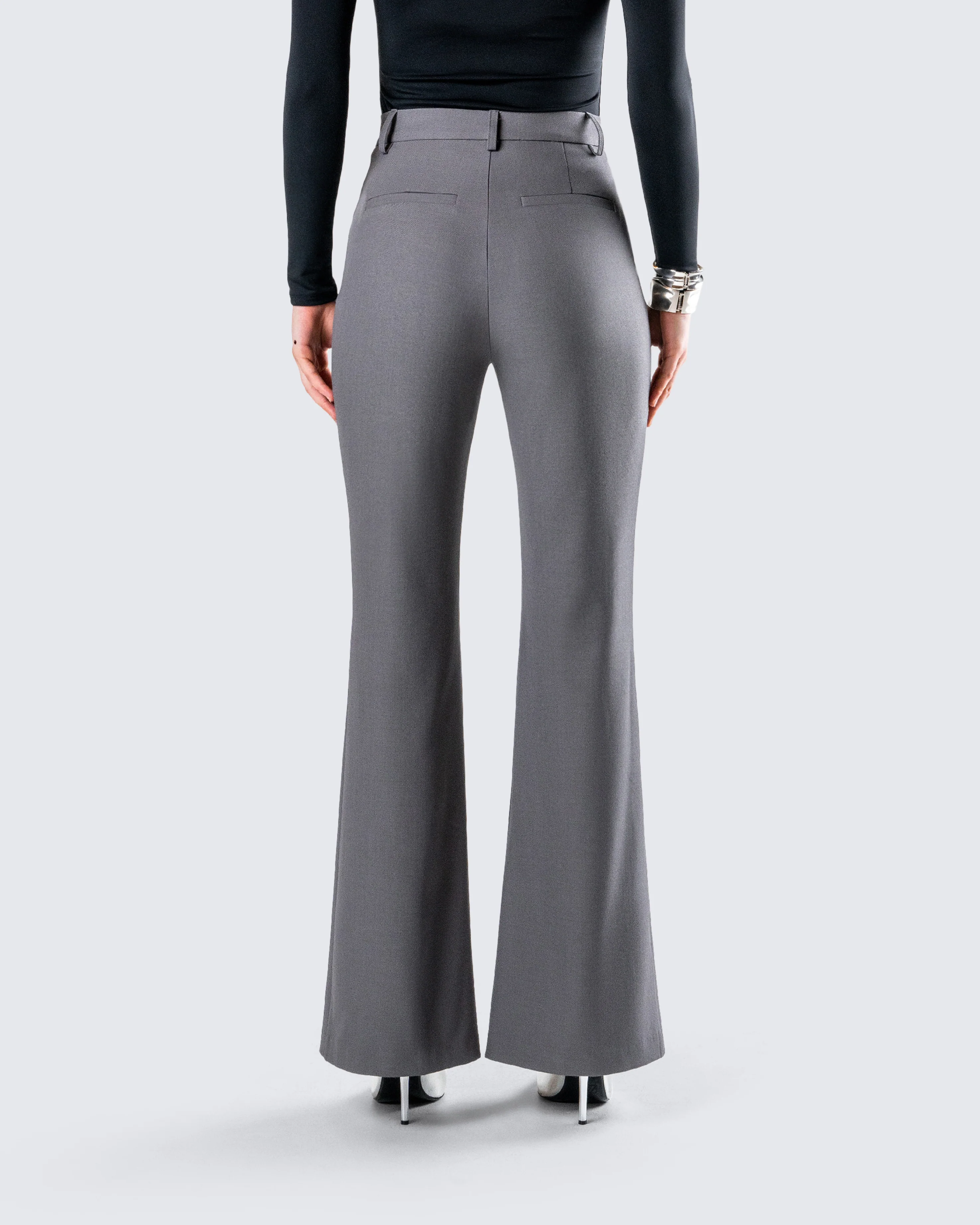 Kimberly Grey Flared Trouser Pant - Image 5