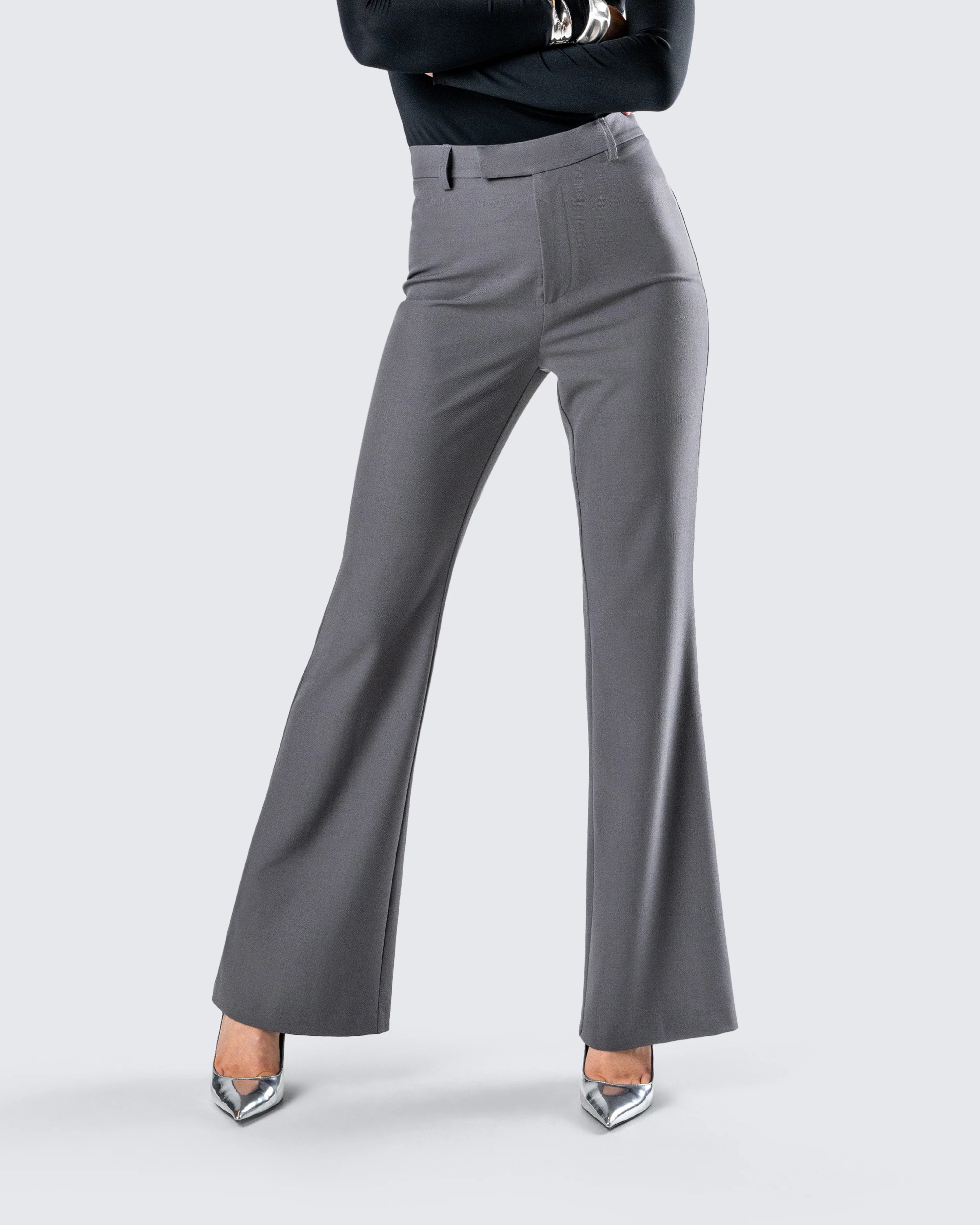 Kimberly Grey Flared Trouser Pant - Image 6