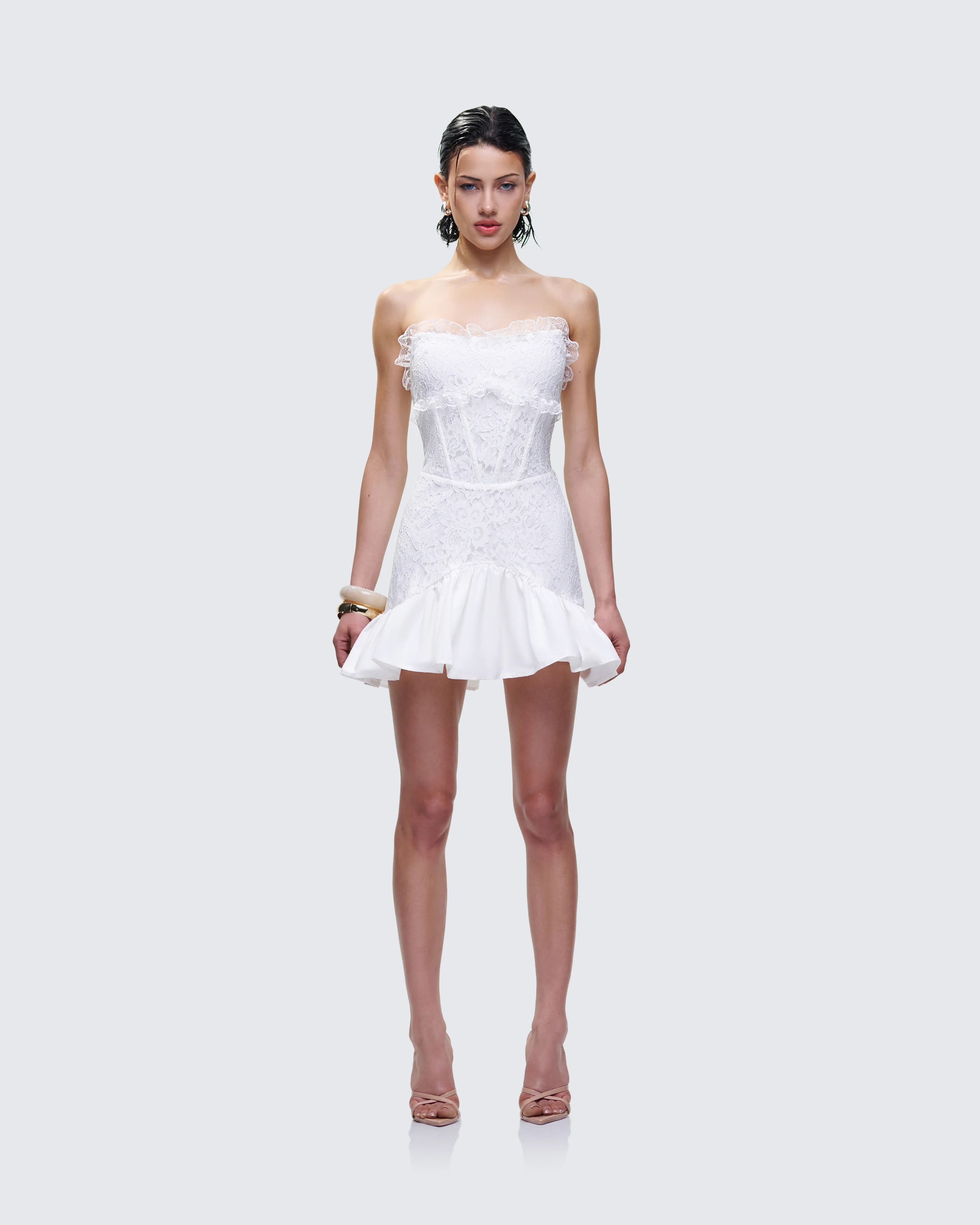 Kimi White Lace Corset Mini Dress - Image 2