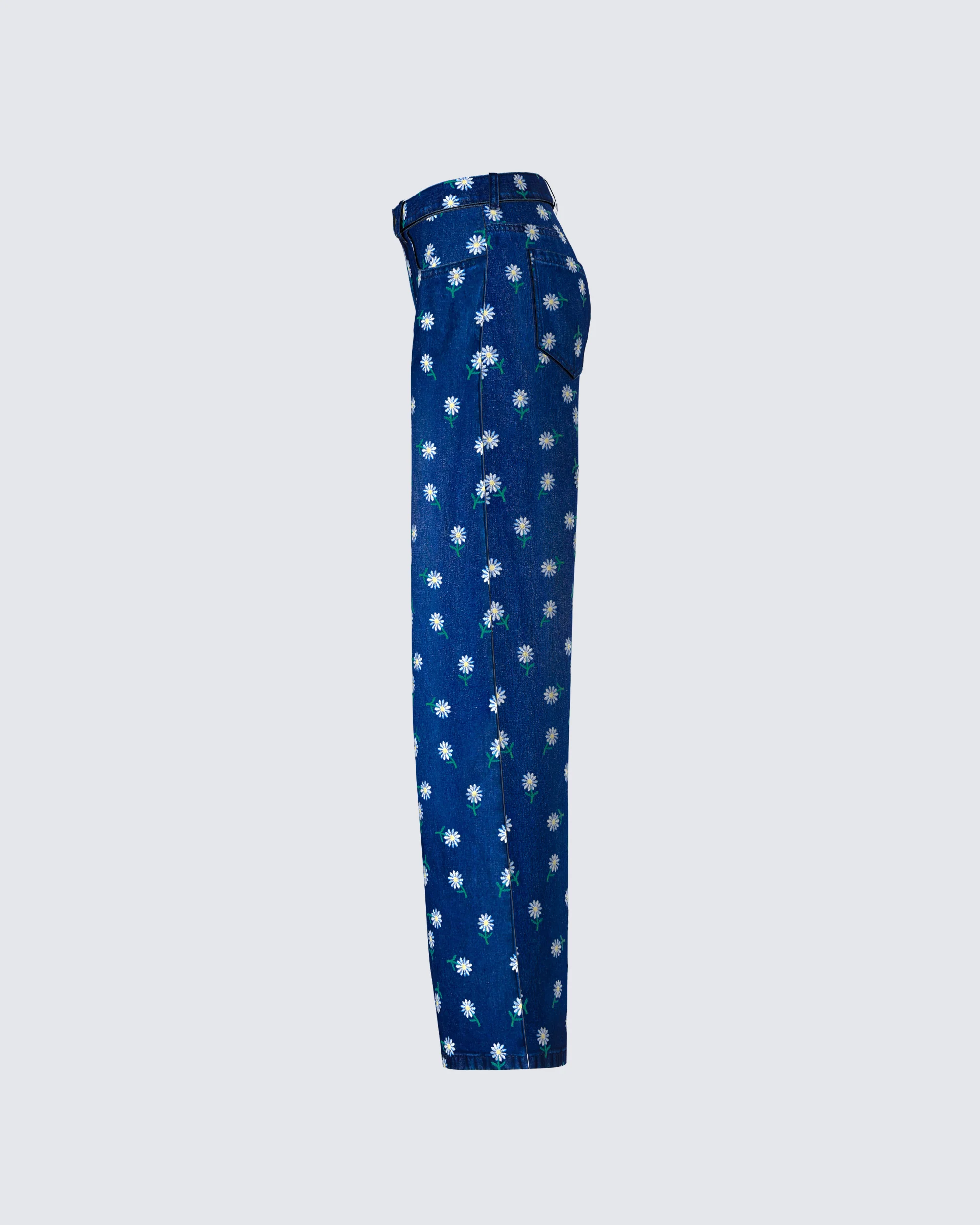 Kincade Blue Mid Rise Floral Embroidery Jean - Image 2