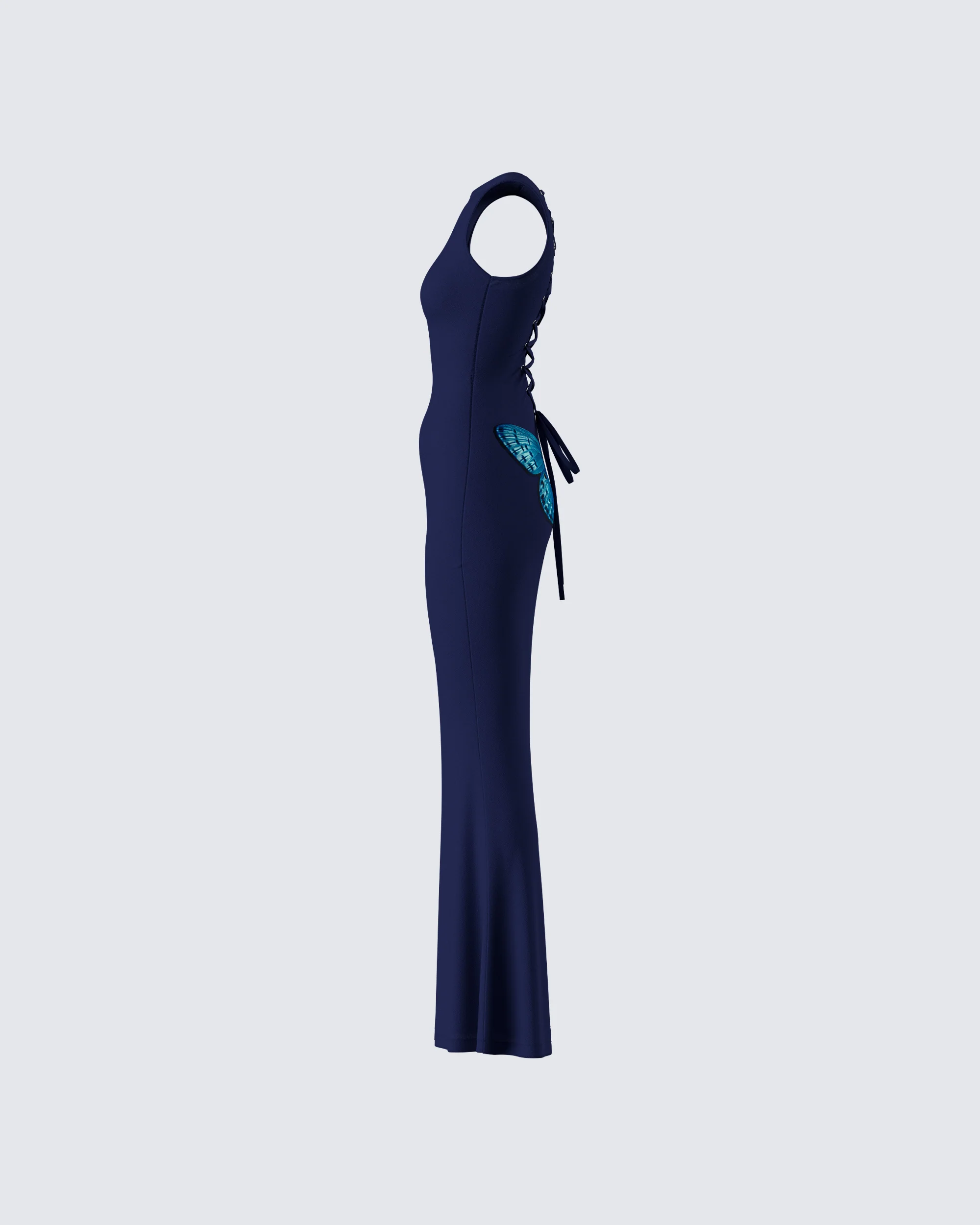 Kinny Navy Butterfly Print Maxi Dress - Image 2