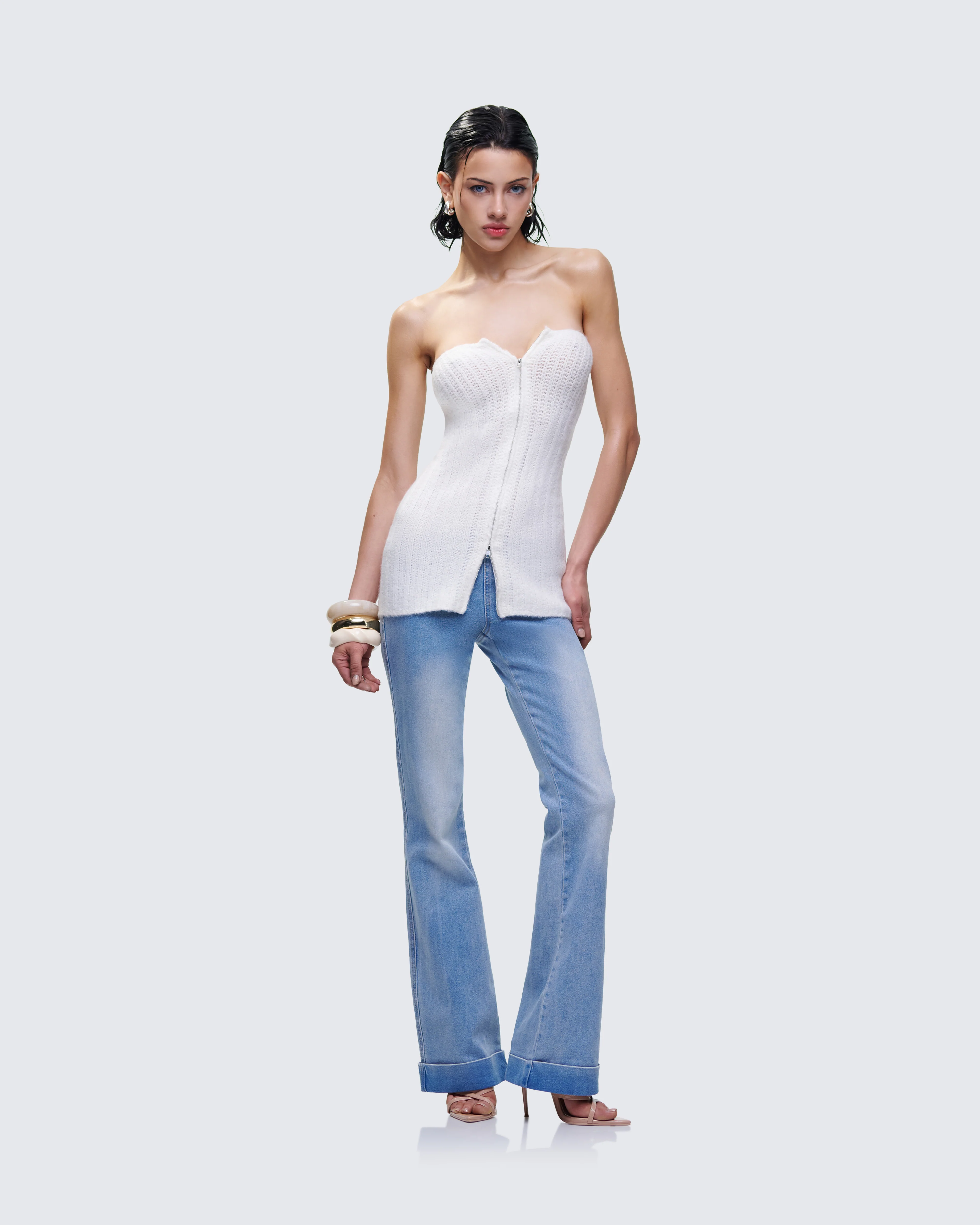 Kinsey Ivory Sweater Knit Tube Top - Image 5