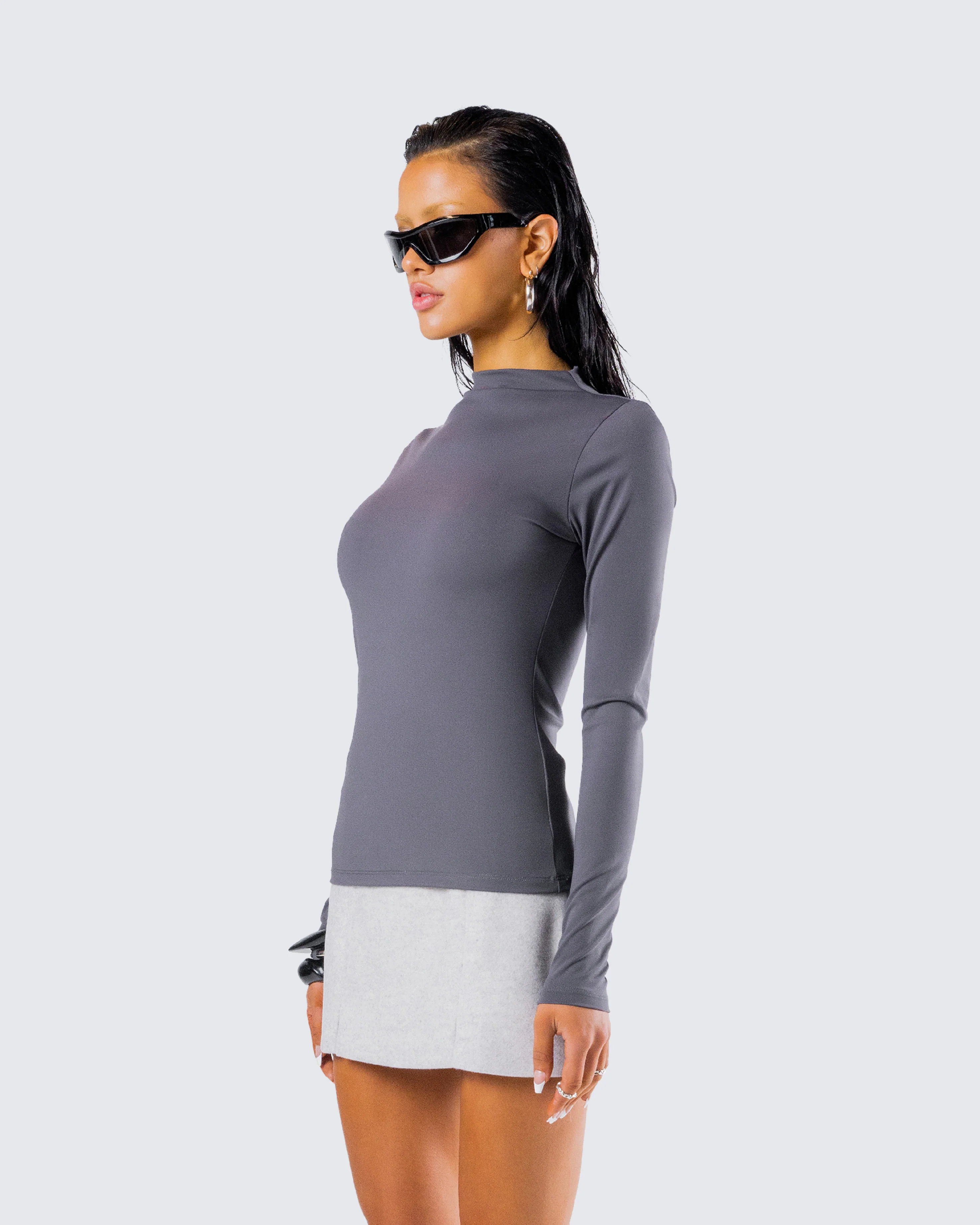 Kiraz Charcoal Grey Long Sleeve Top - Image 5