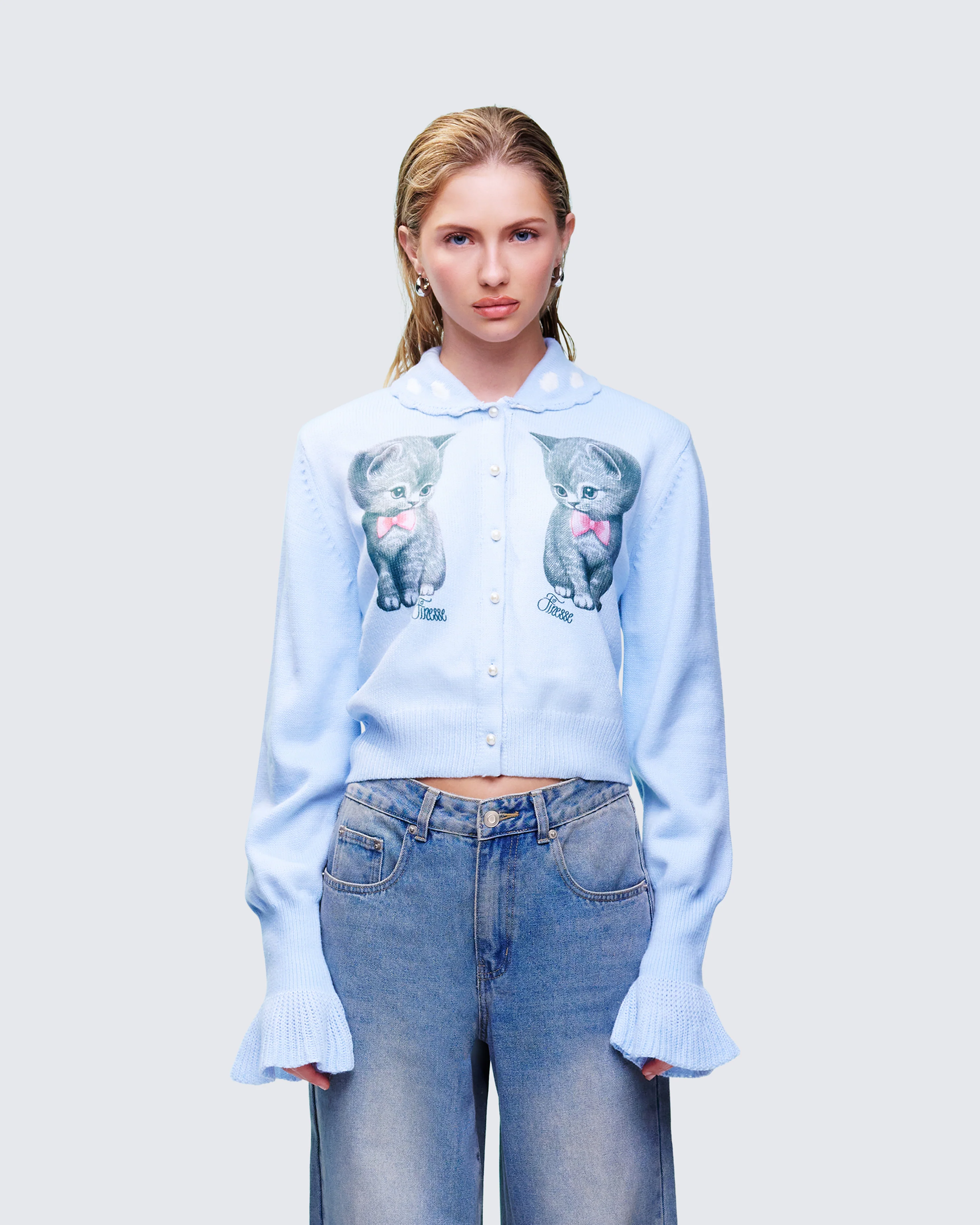 Kitty Blue Printed Cardigan - Image 2