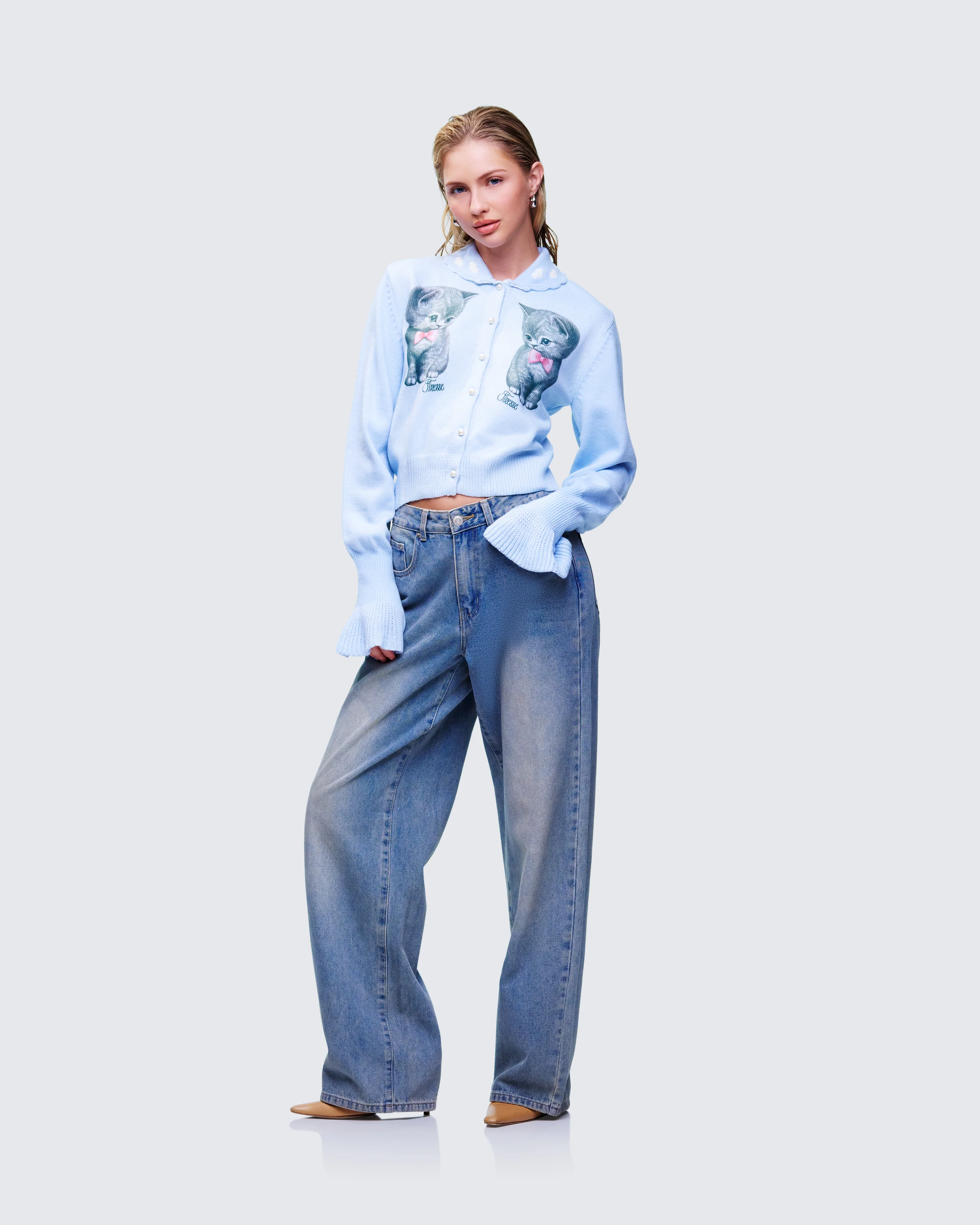 Kitty Blue Printed Cardigan - Image 5