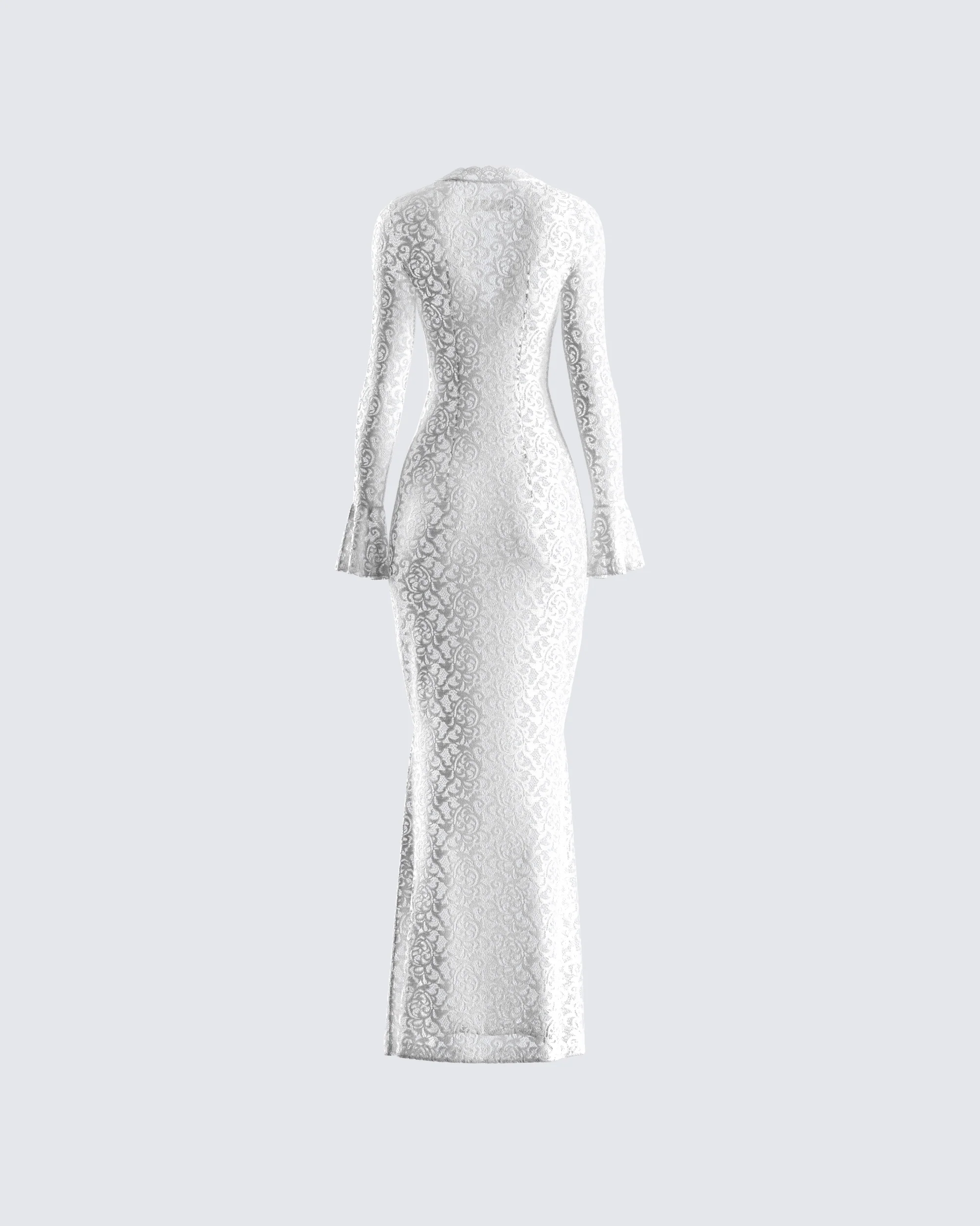 Kobina White Lace Maxi Dress - Image 3