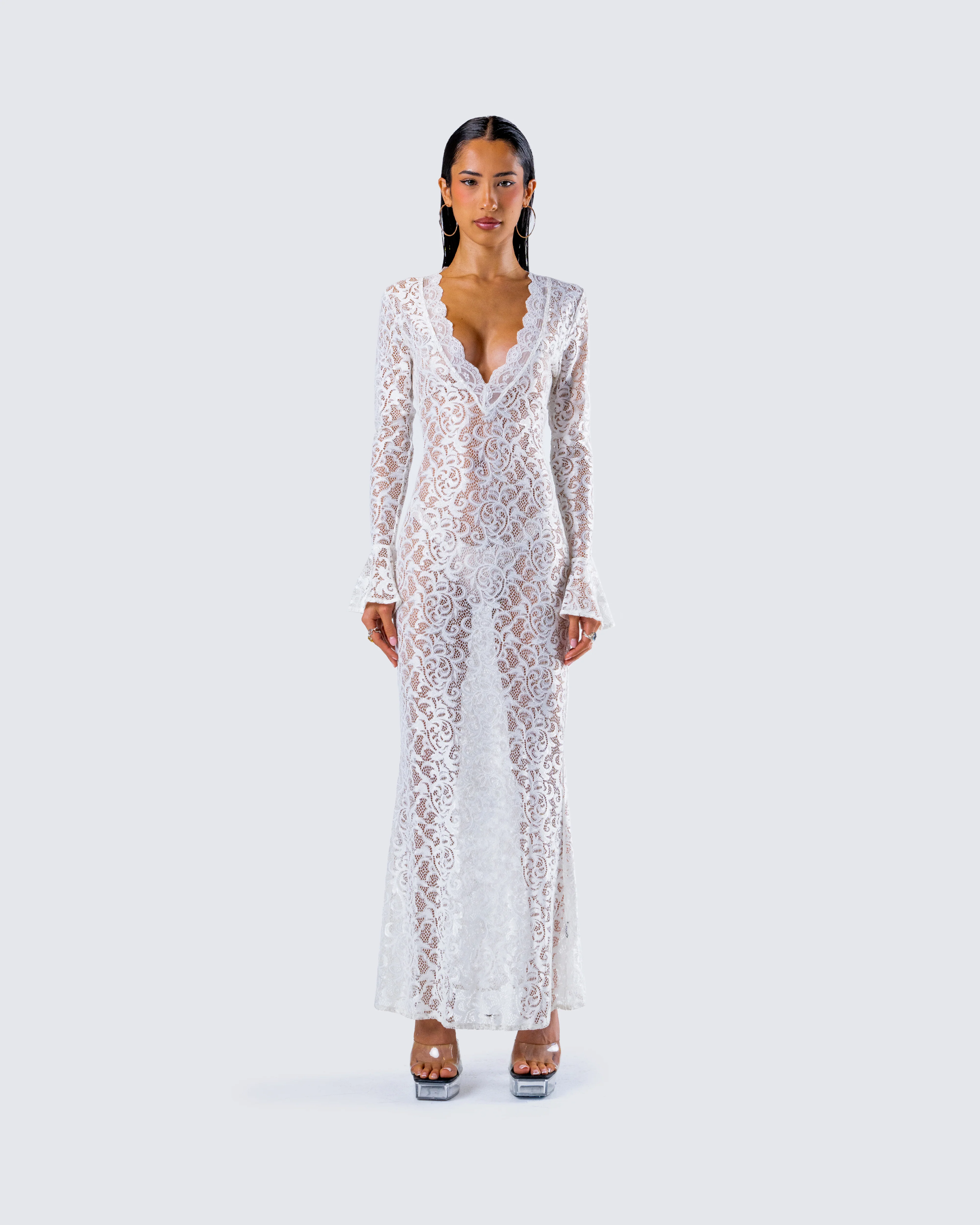 Kobina White Lace Maxi Dress - Image 4