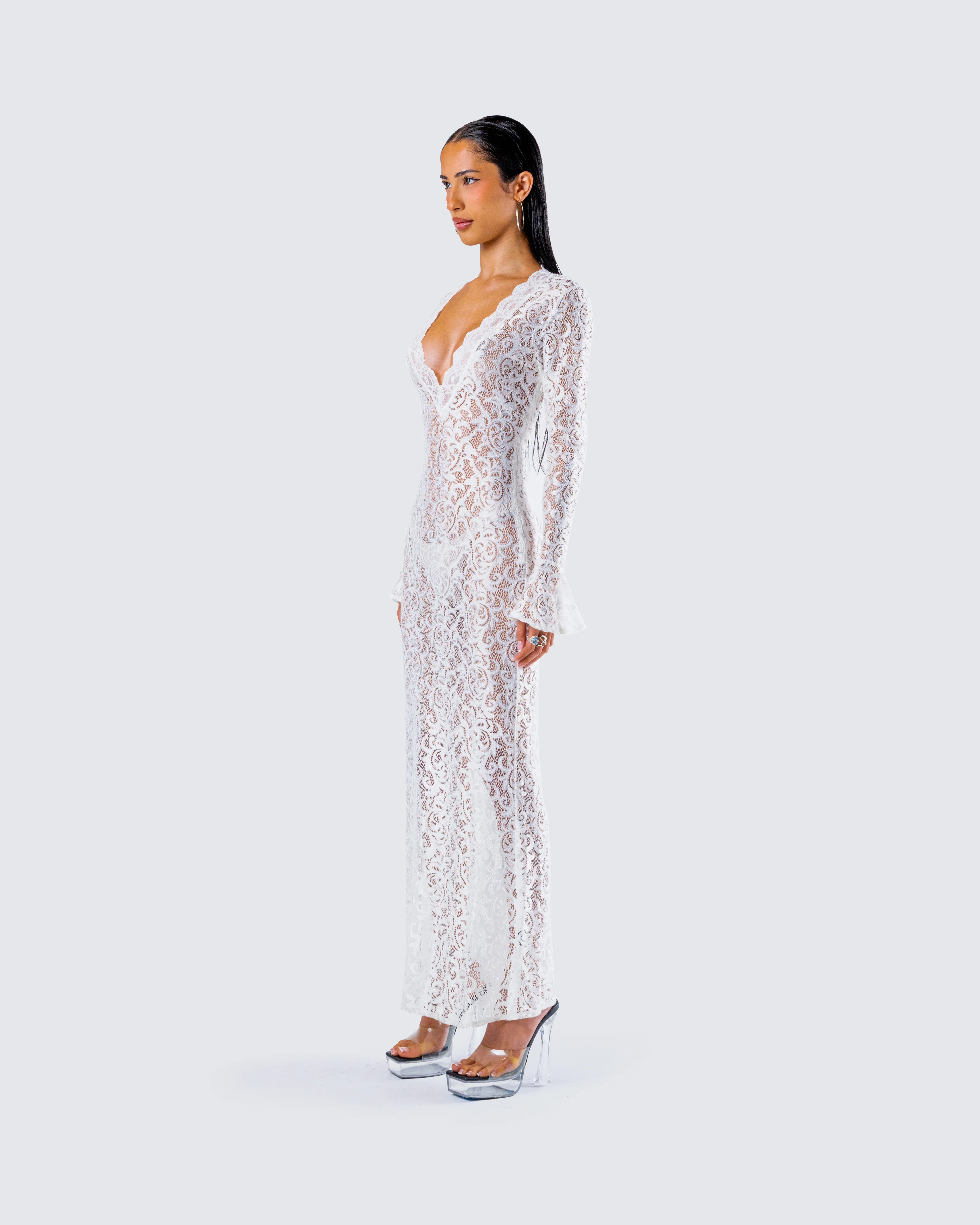 Kobina White Lace Maxi Dress - Image 5