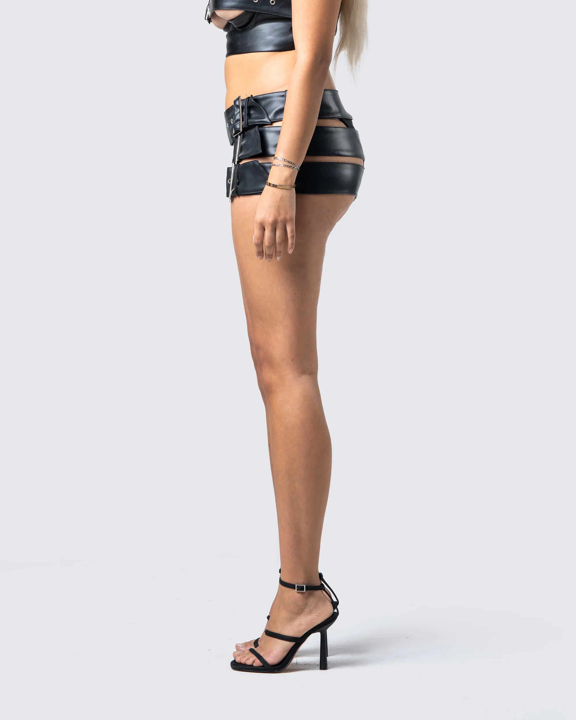 Kristin Black Vegan Leather Skirt - Image 5