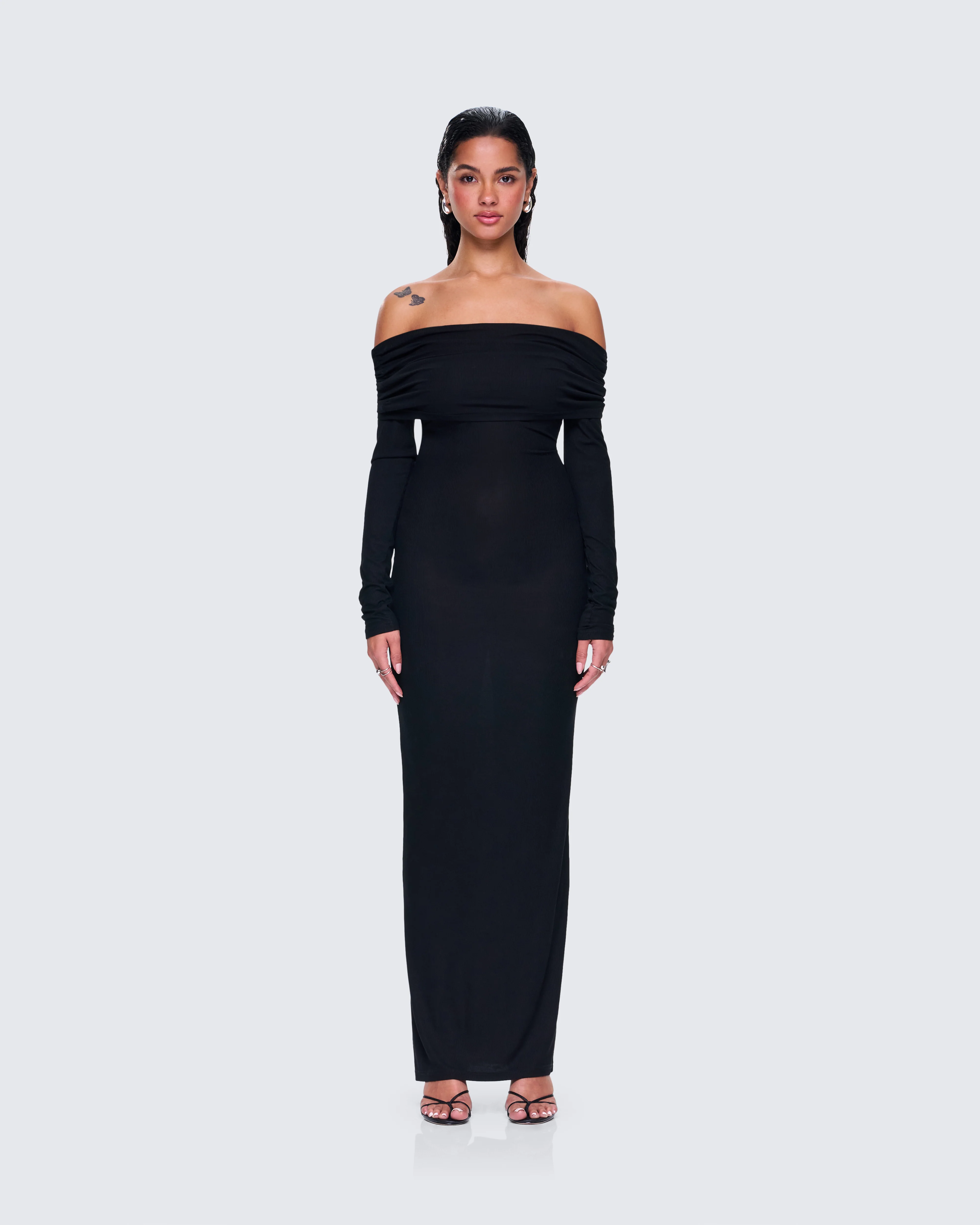 Kyan Black Off Shoulder Maxi Dress - Image 4