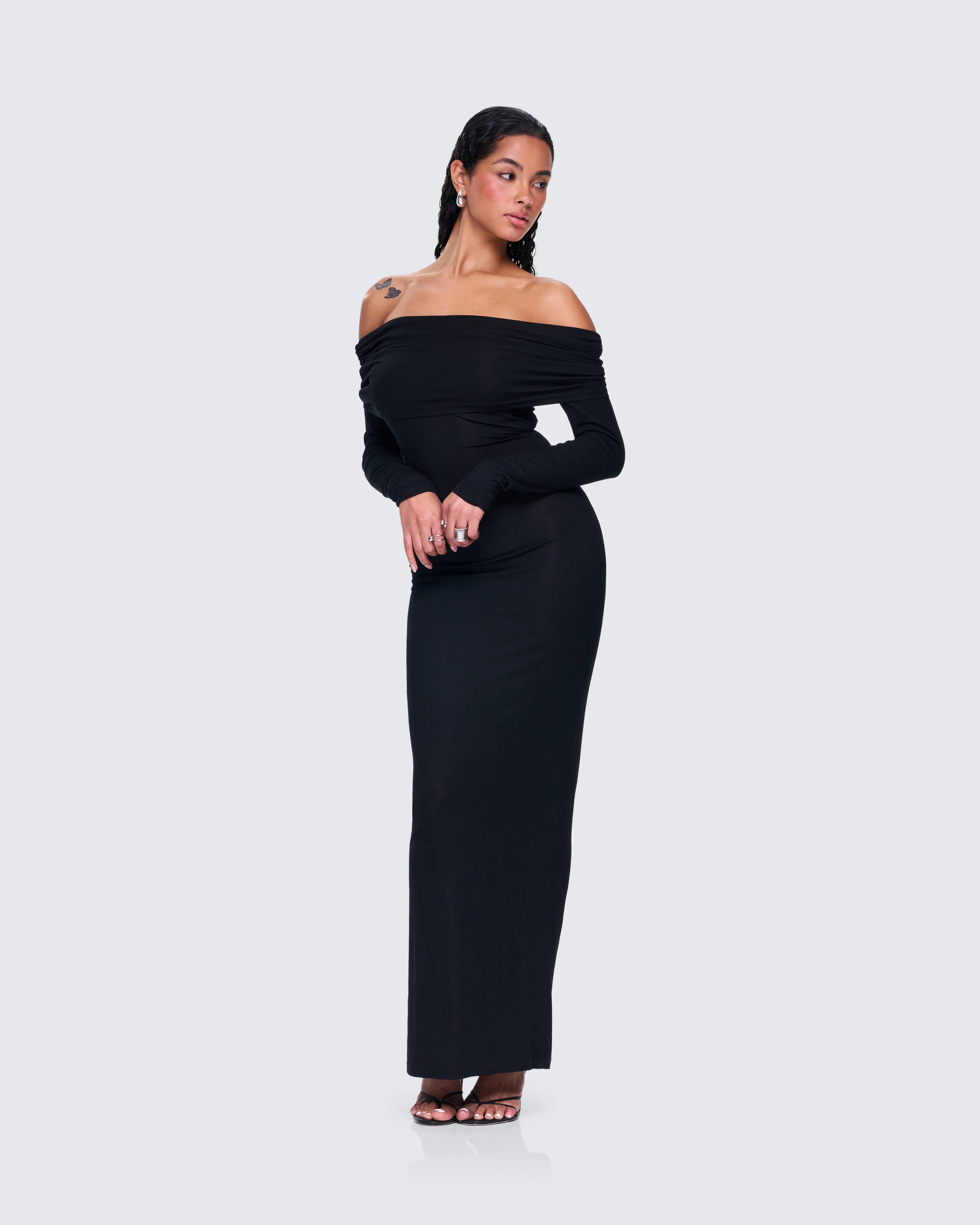 Kyan Black Off Shoulder Maxi Dress - Image 6