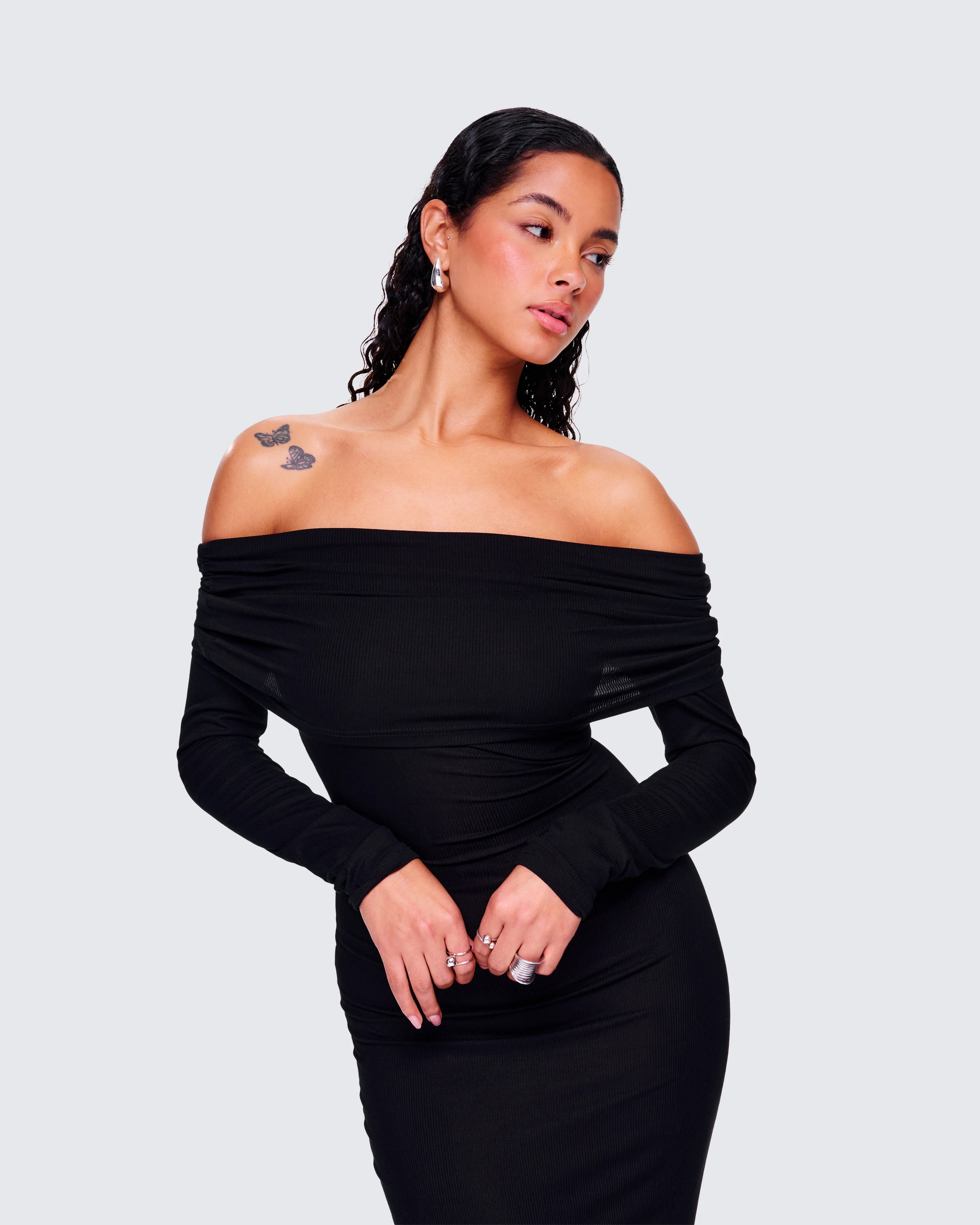 Kyan Black Off Shoulder Maxi Dress - Image 8