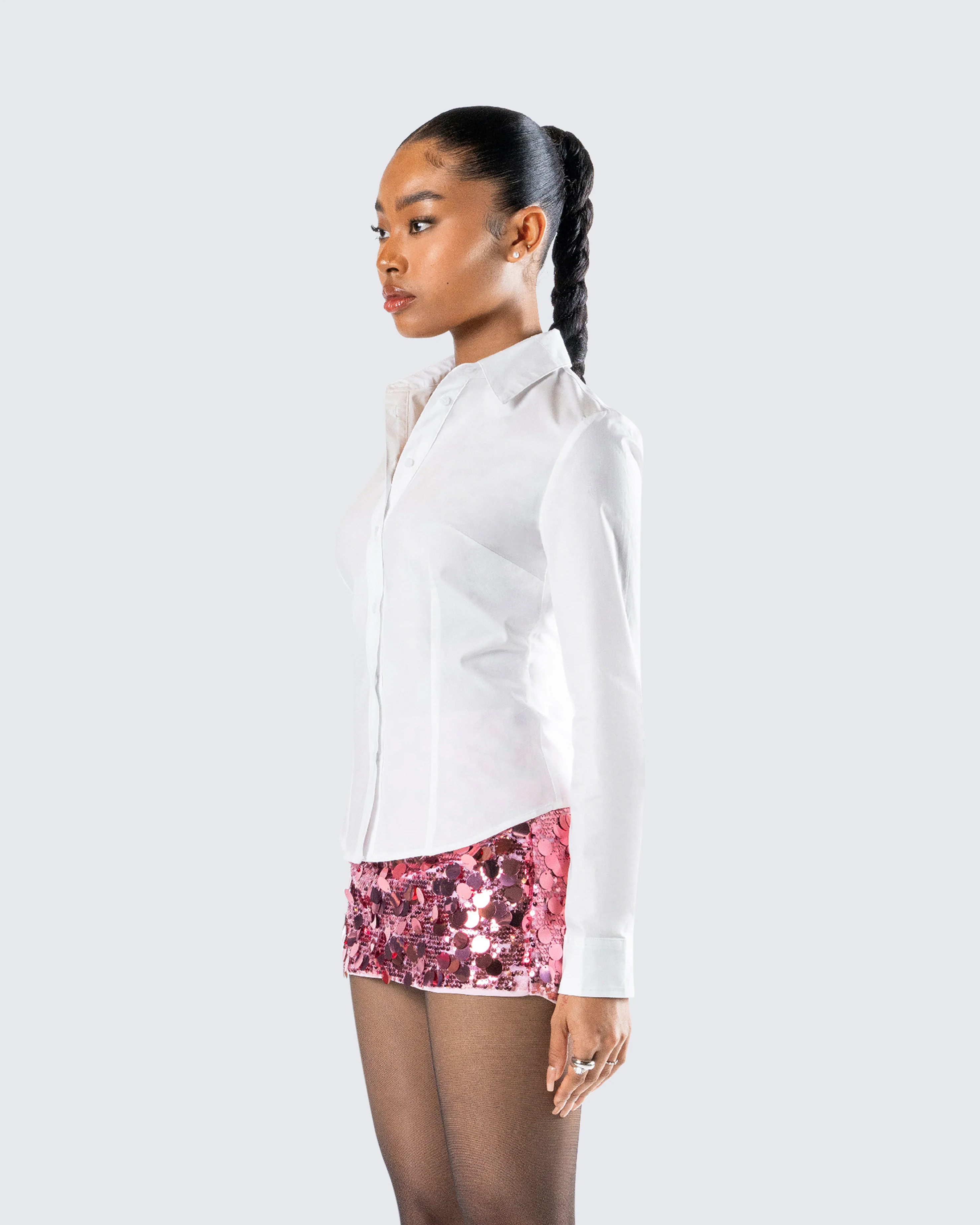Kyra Fitted White Poplin Shirt - Image 3