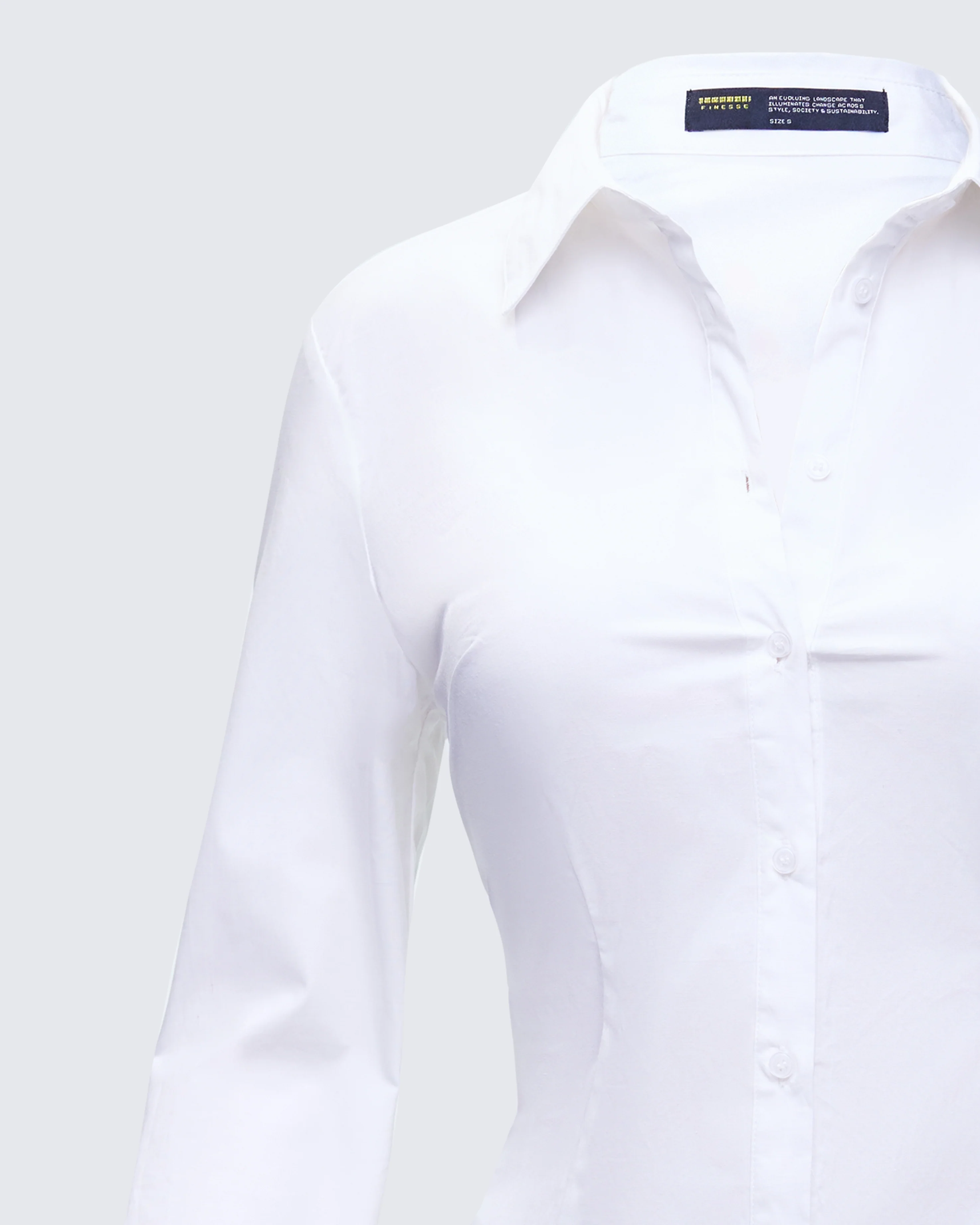 Kyra Fitted White Poplin Shirt - Image 8
