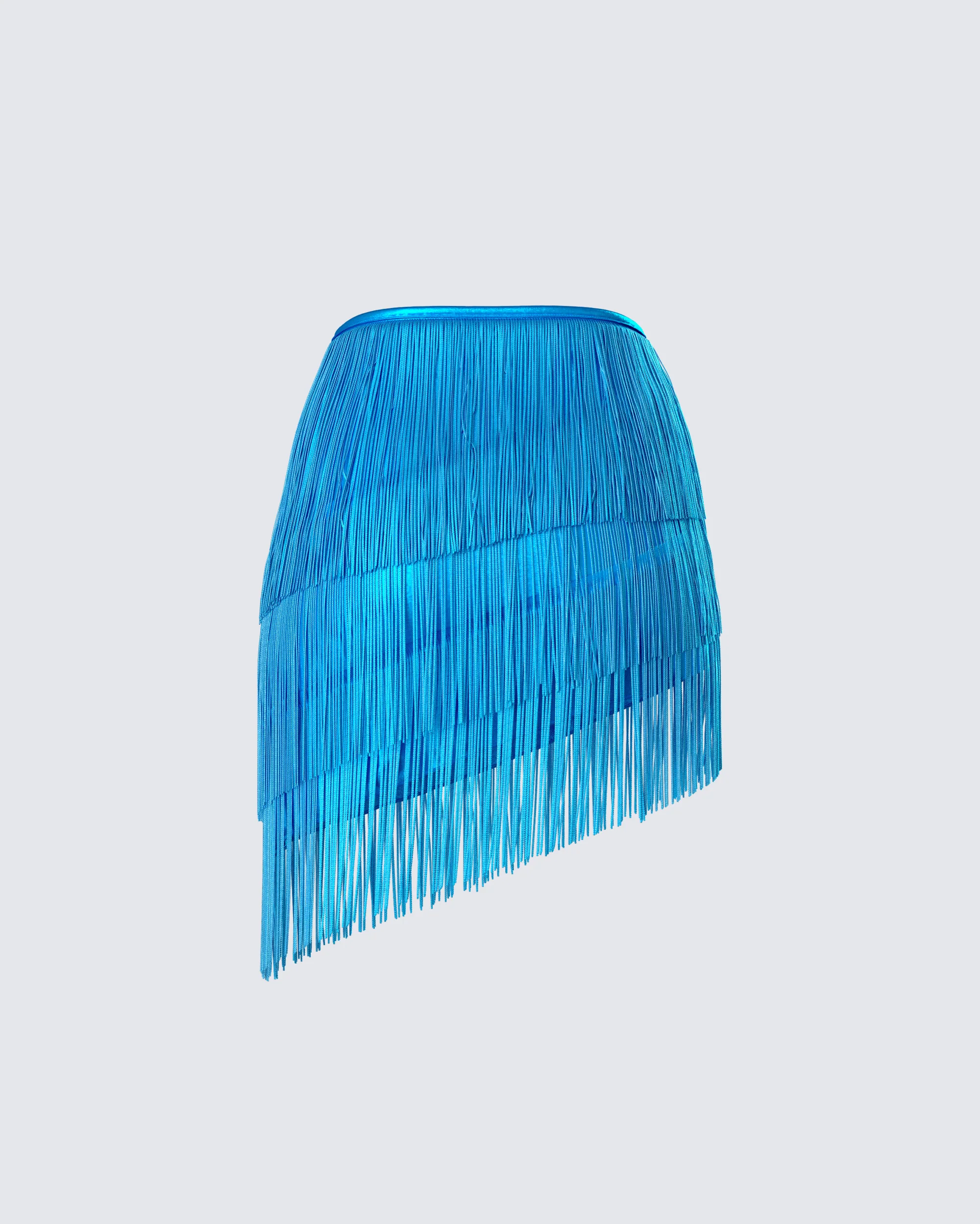 Laleh Teal Fringe Asymmetrical Skirt - Image 3