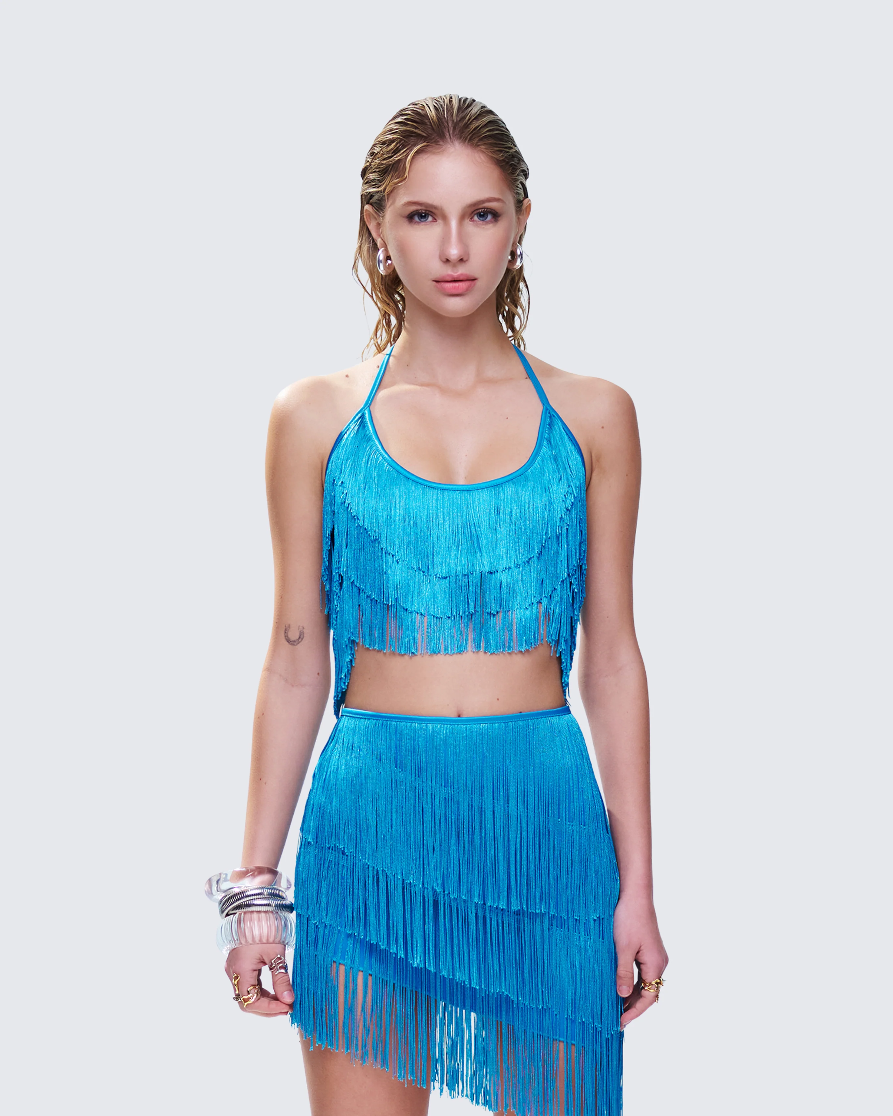 Laleh Teal Fringe Top - Image 2