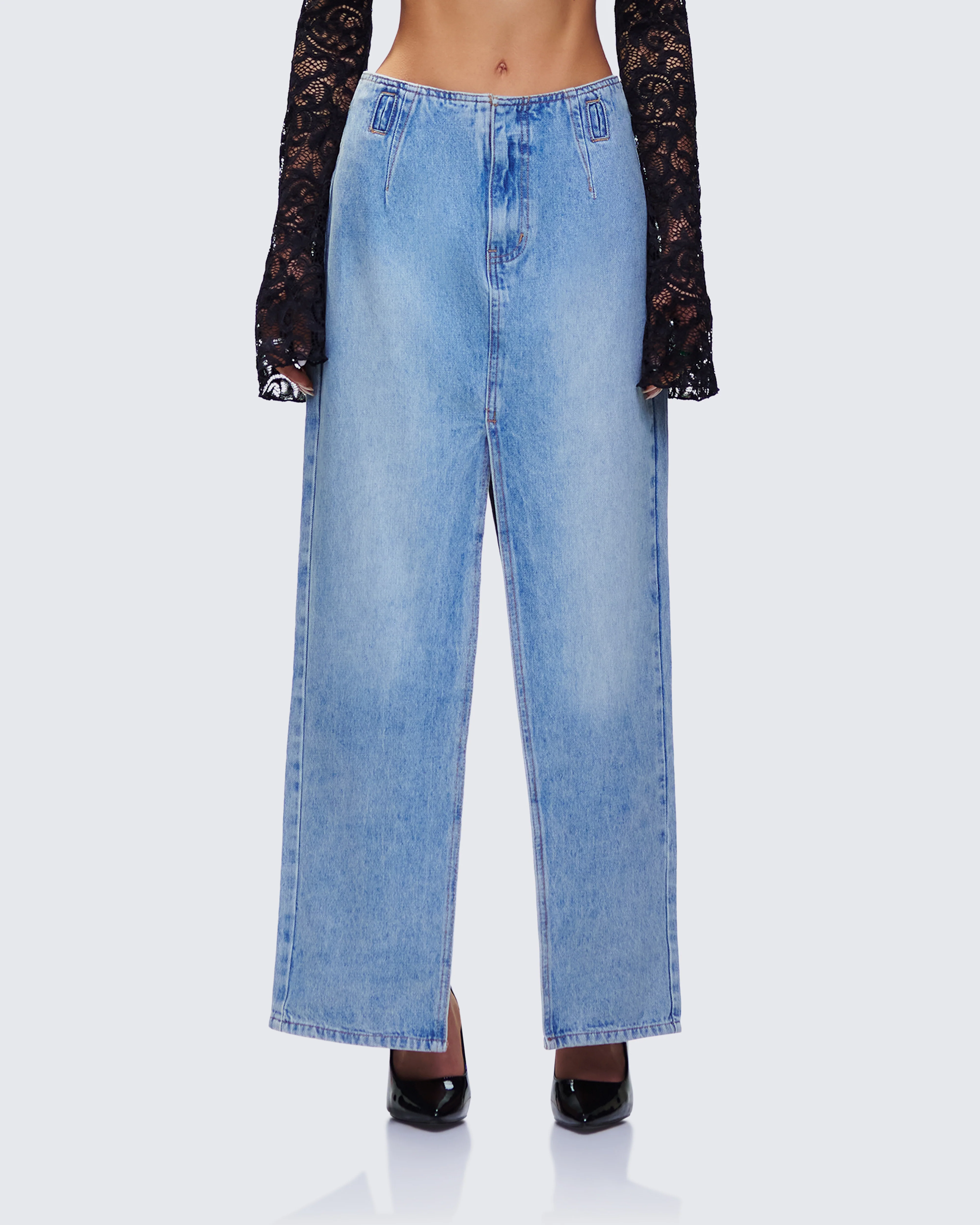 Lamia Denim Center Slit Maxi Skirt - Image 2