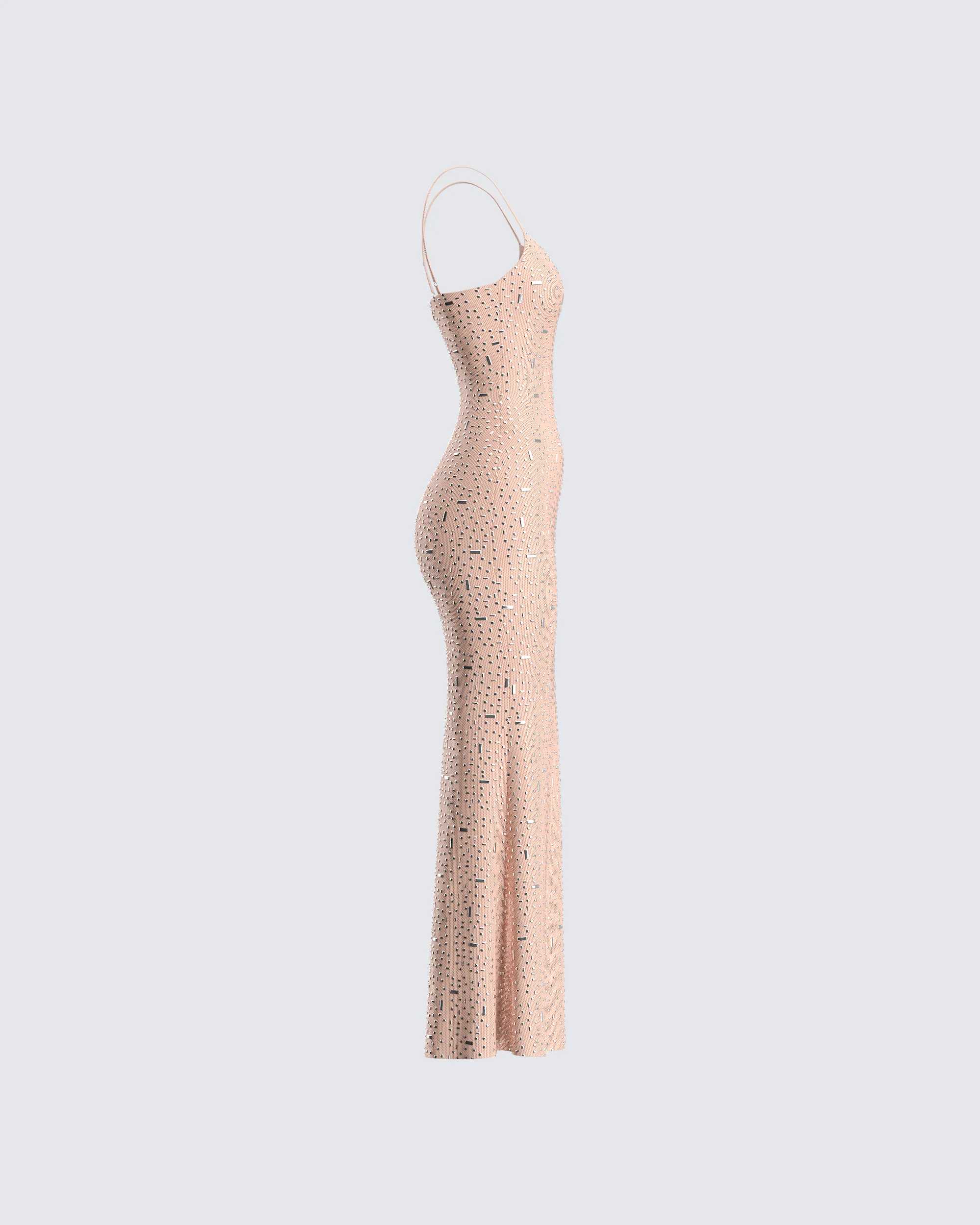 Lan Nude Rhinestone Maxi Dress - Image 2