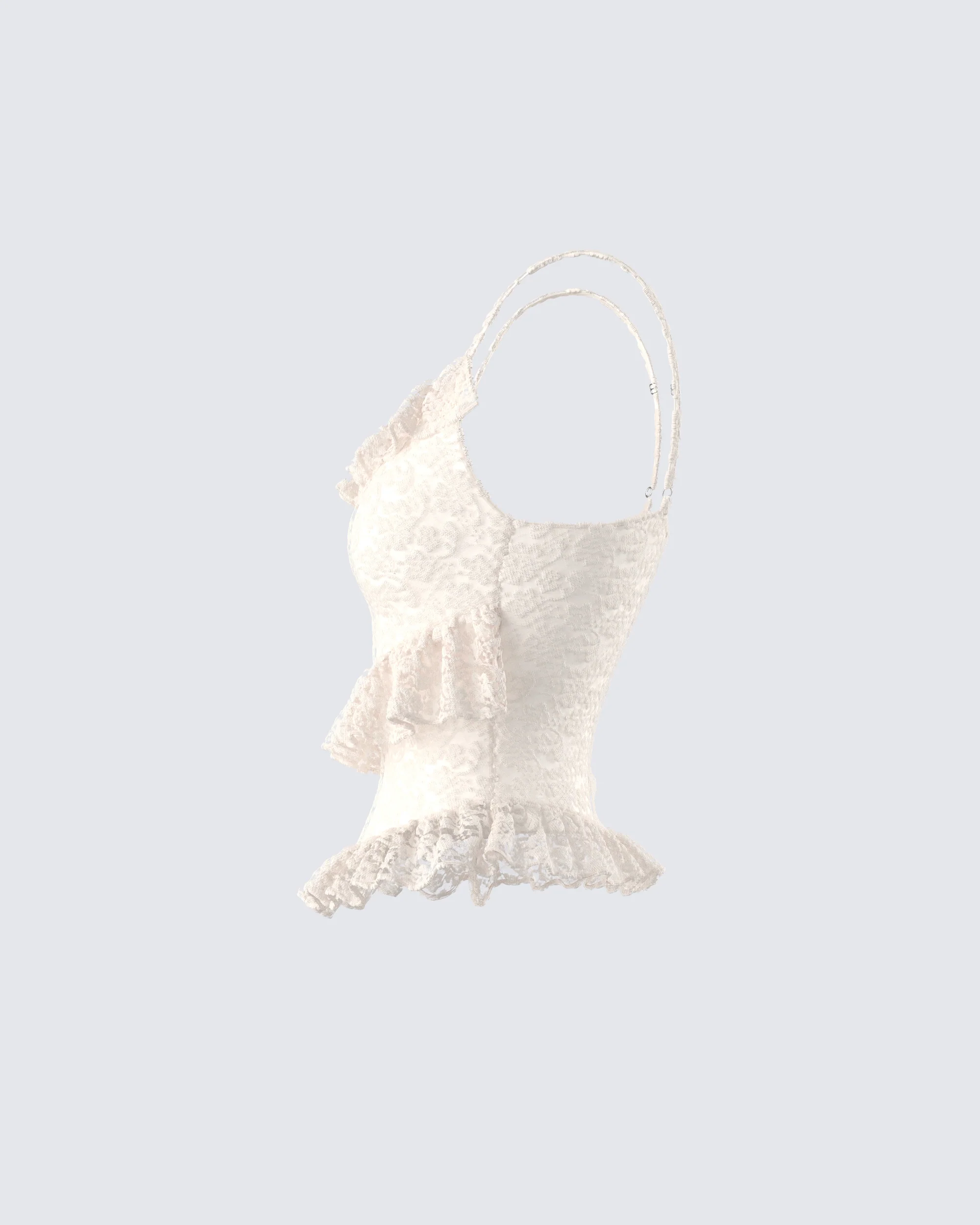 Lari Ivory Asymmetrical Ruffle Top - Image 2