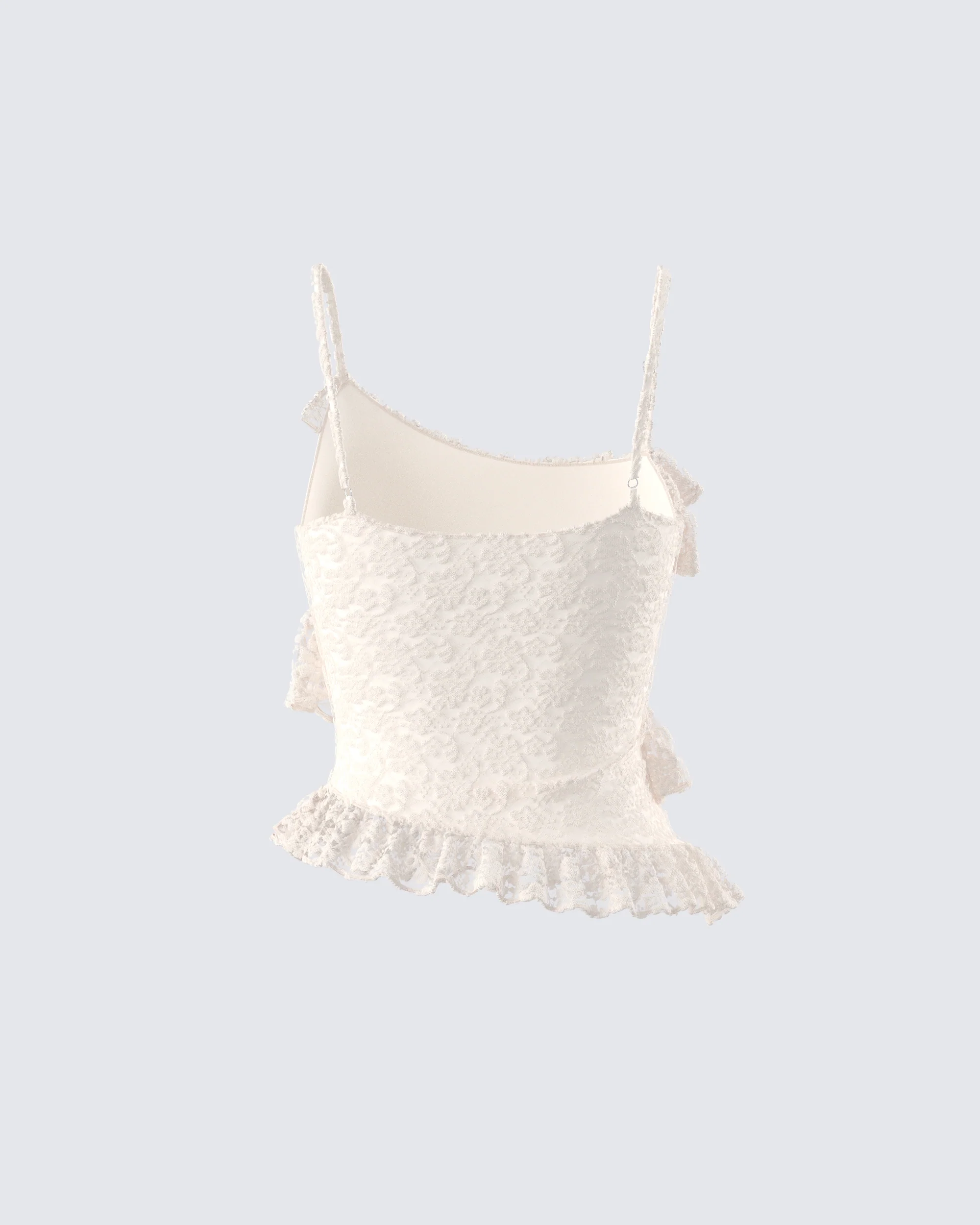 Lari Ivory Asymmetrical Ruffle Top - Image 3