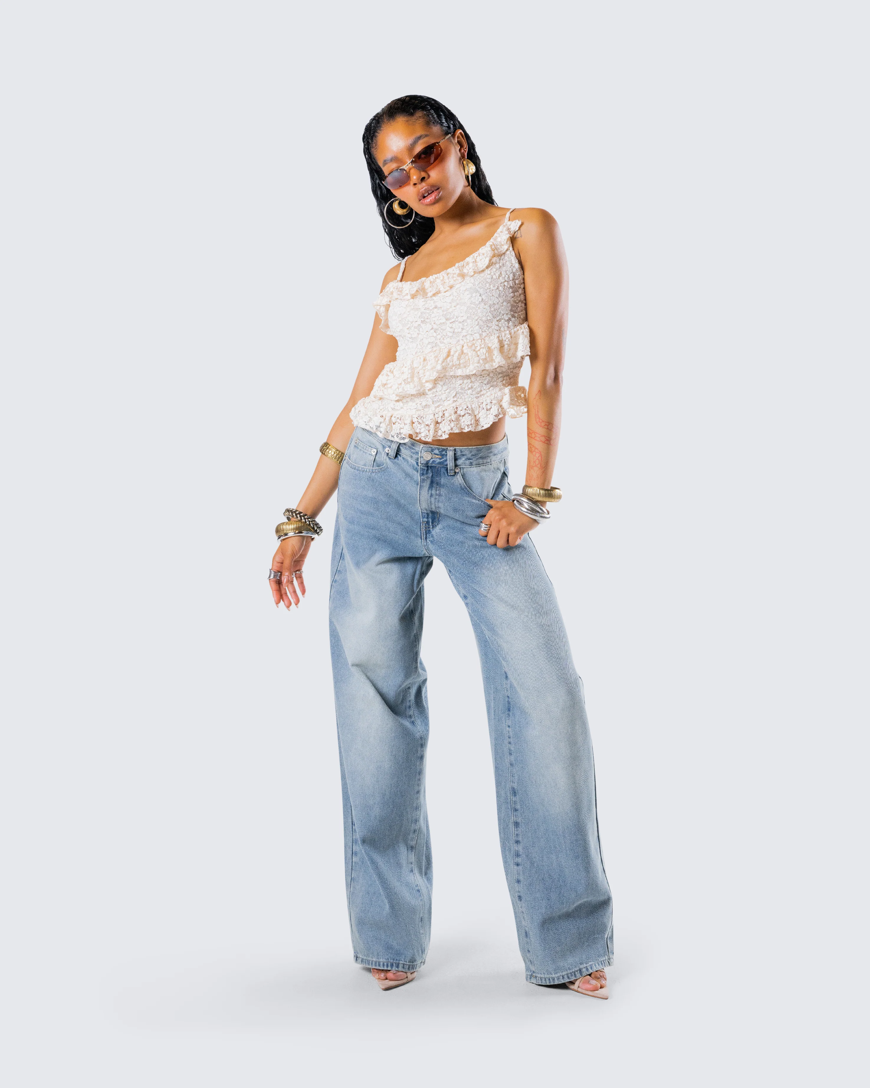Lari Ivory Asymmetrical Ruffle Top - Image 9