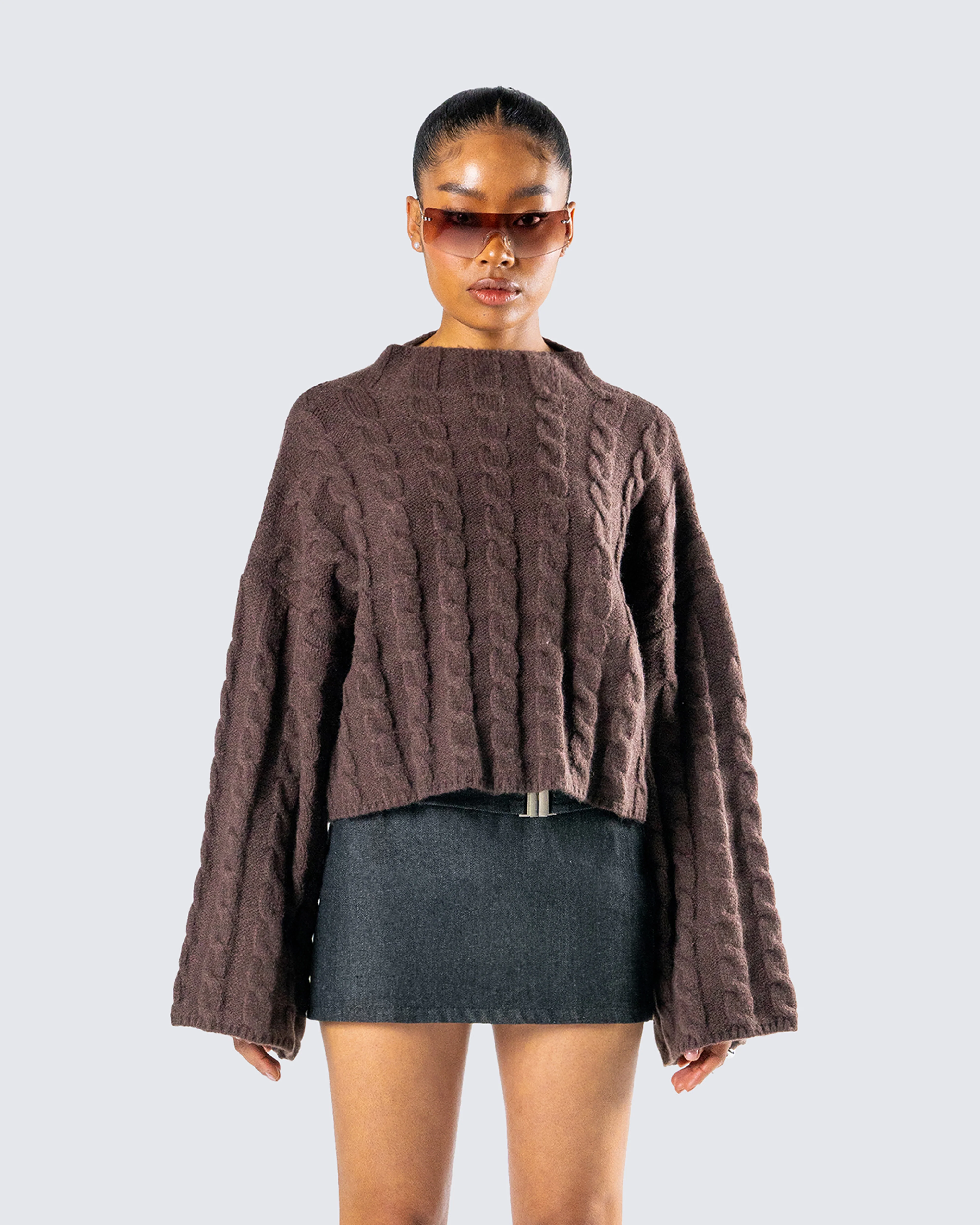 Larissa Brown Cable Knit Sweater - Image 4