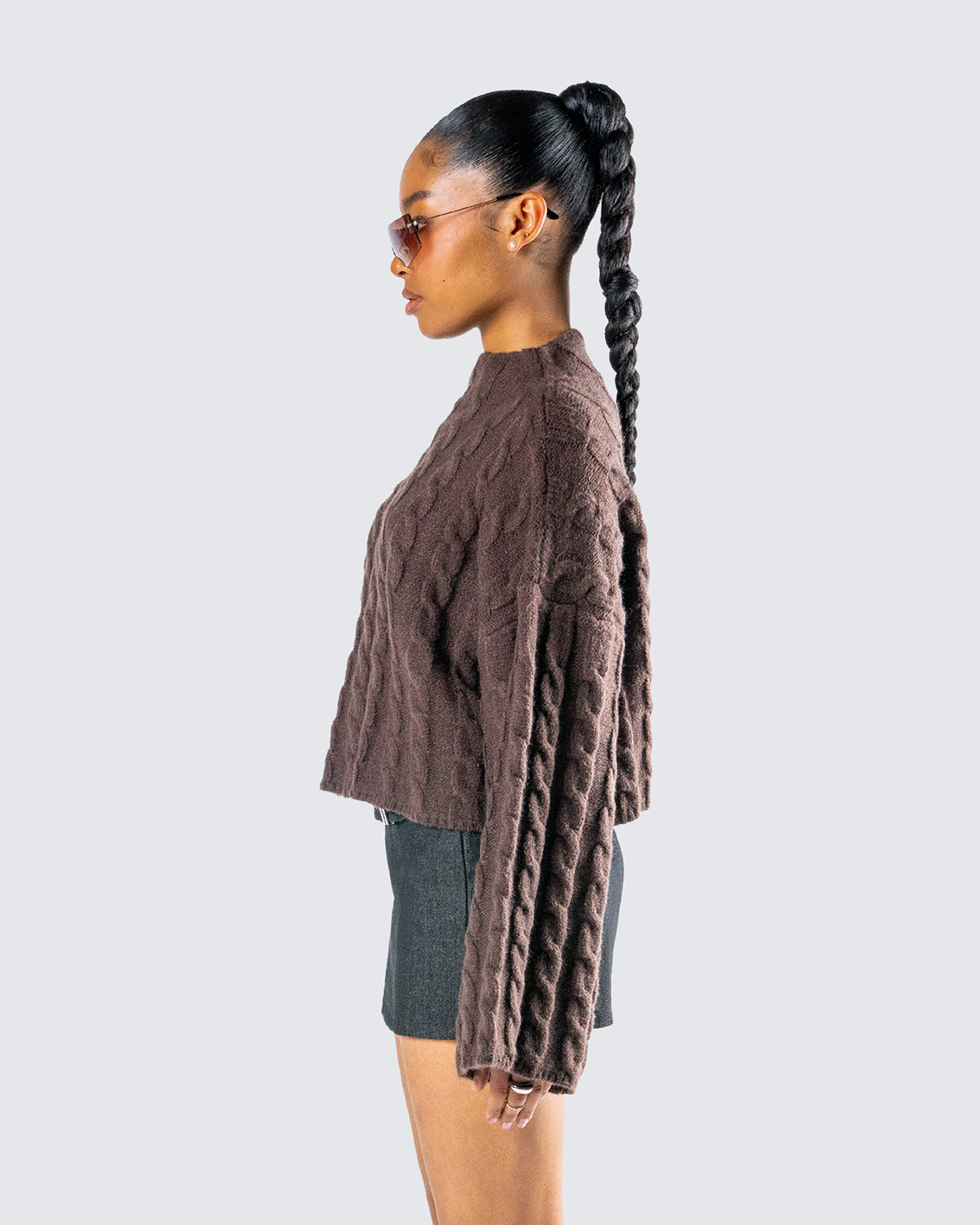 Larissa Brown Cable Knit Sweater - Image 6