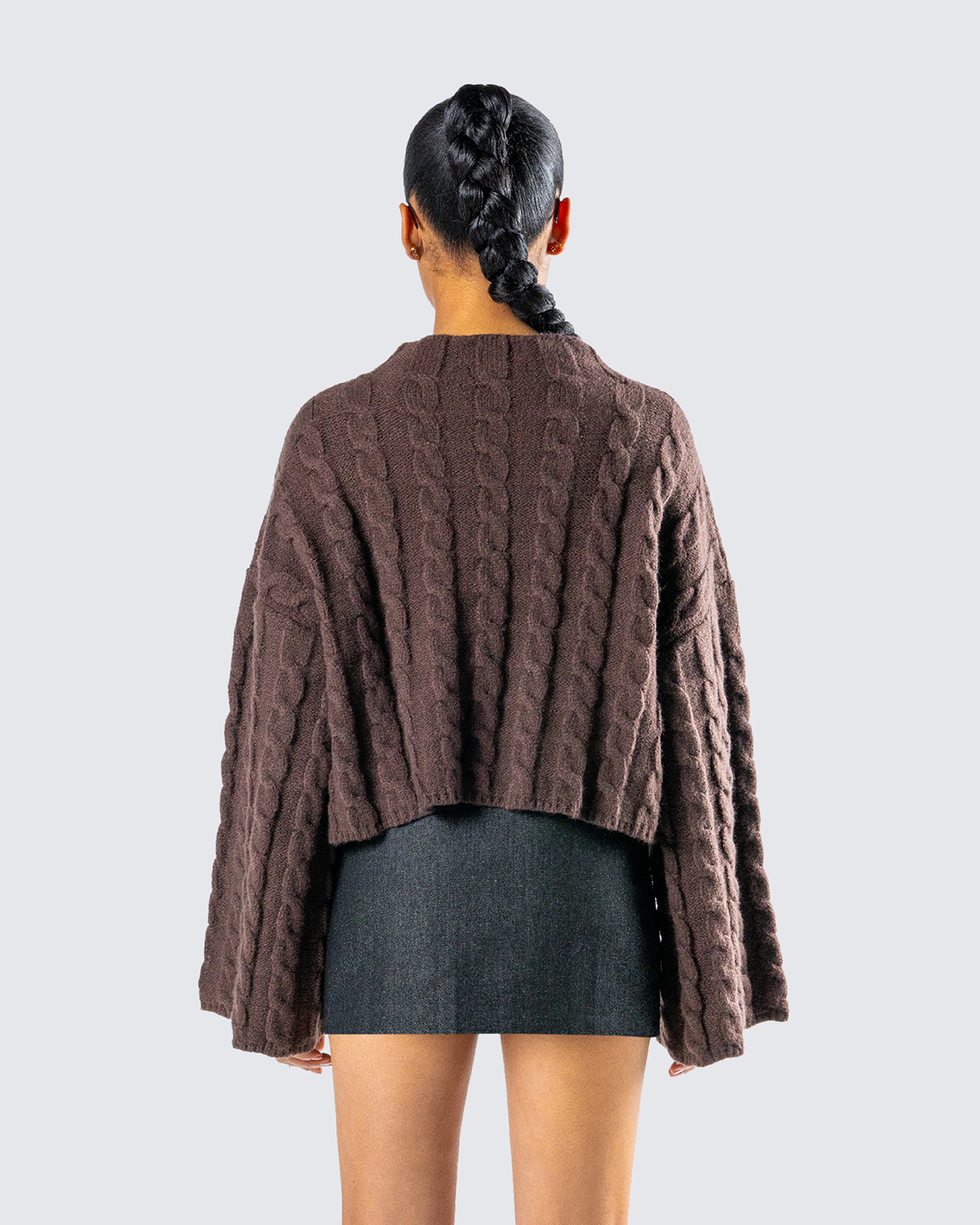 Larissa Brown Cable Knit Sweater - Image 7