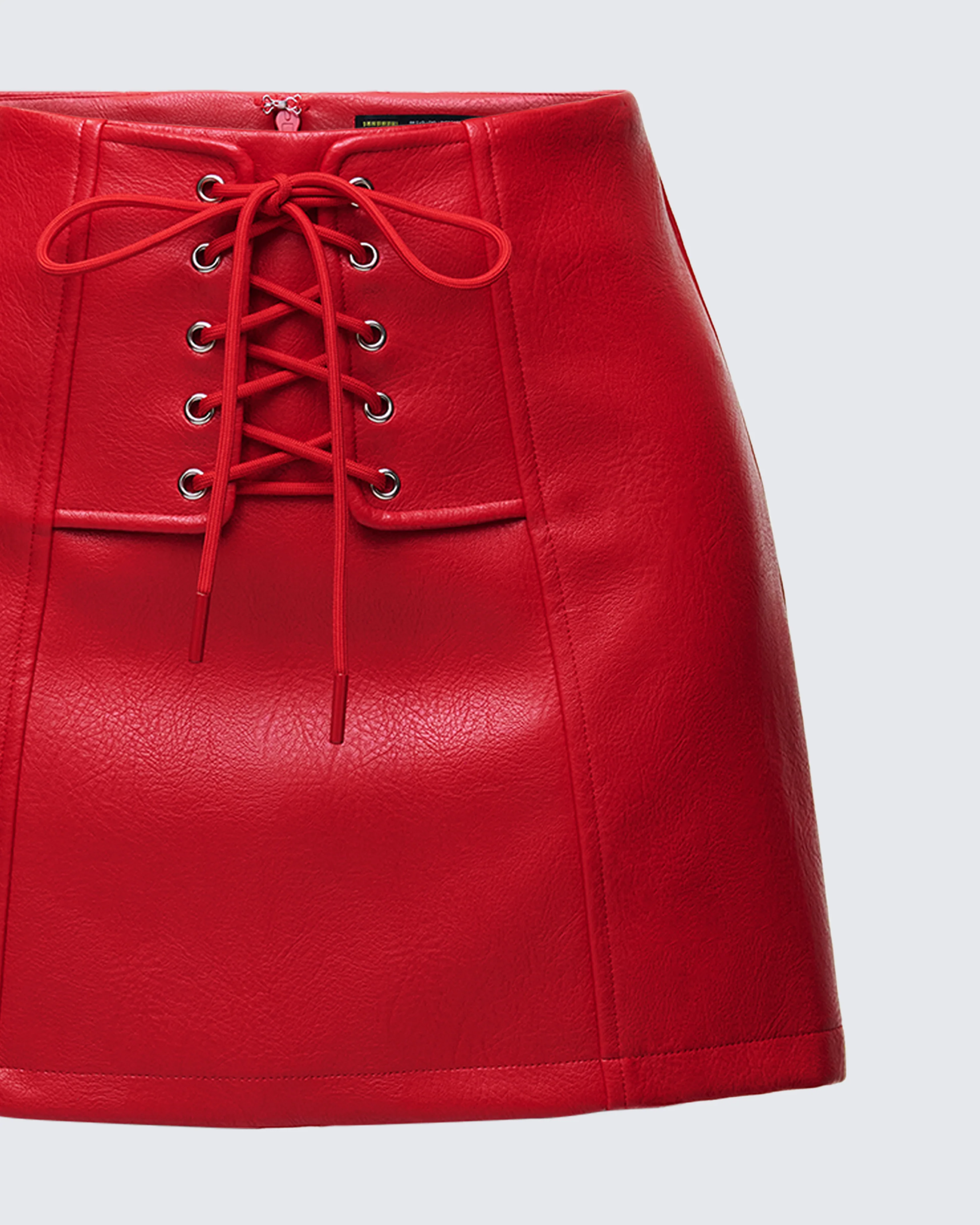 Lasita Red Vegan Leather Mini Skirt - Image 6