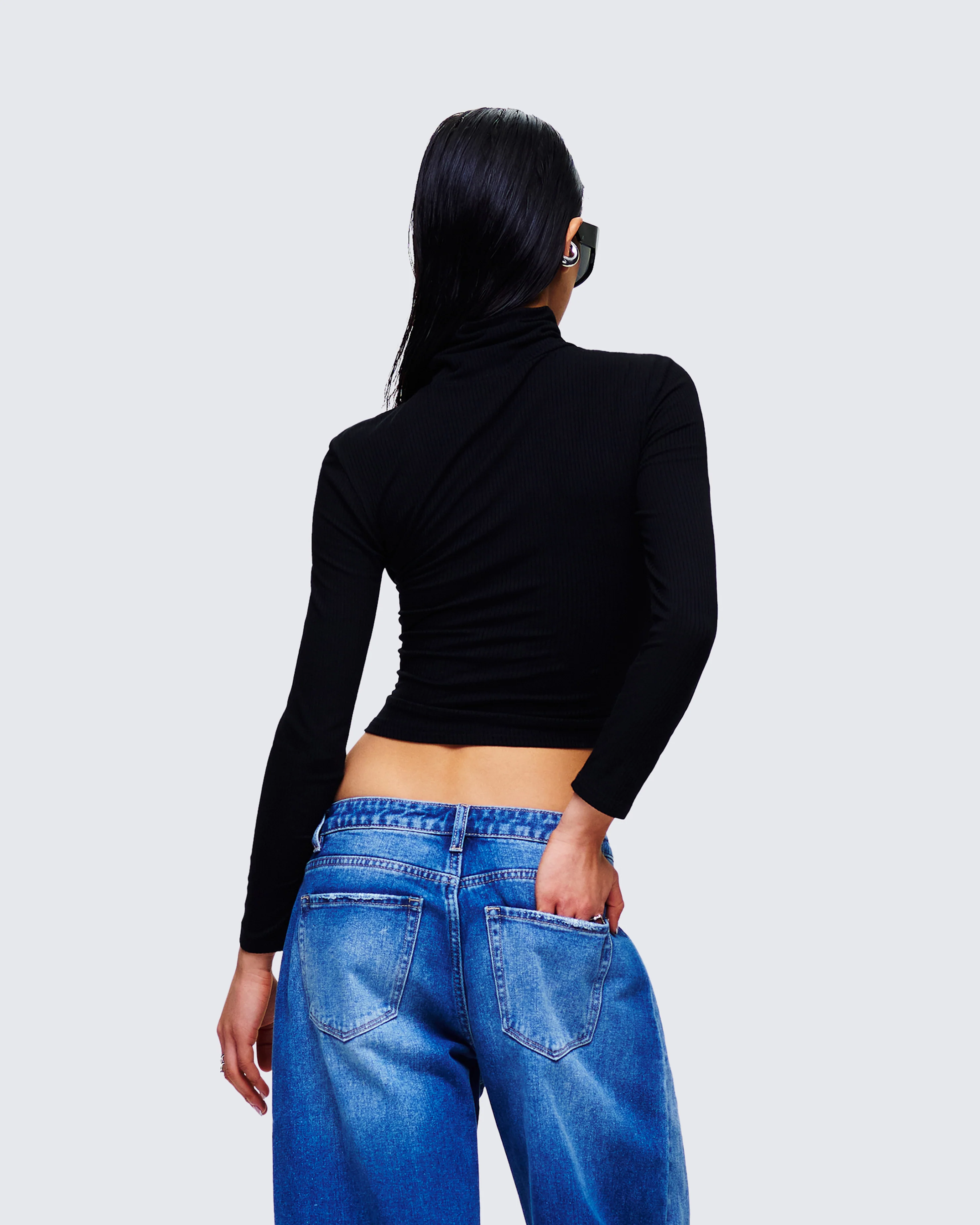 Laurie Black Asymmetrical Rib Top - Image 7