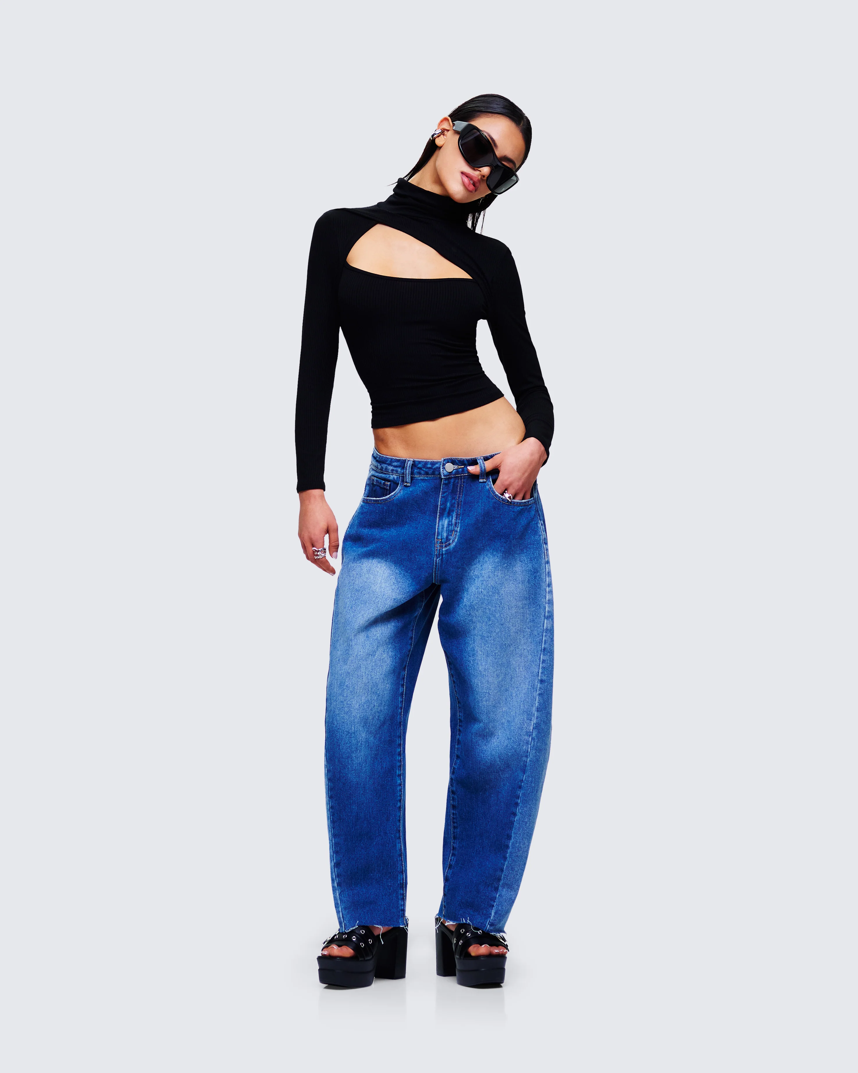 Laurie Black Asymmetrical Rib Top - Image 8
