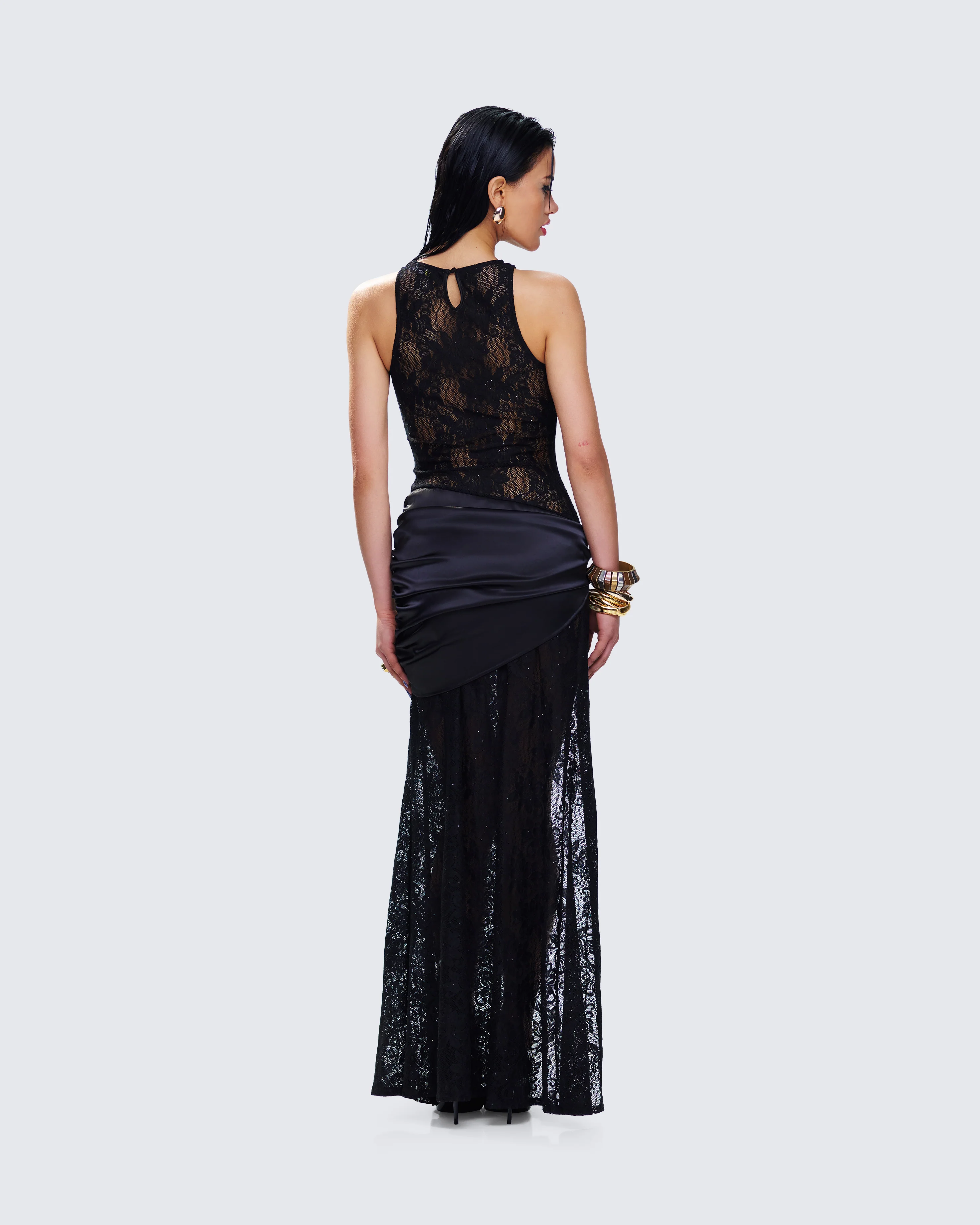 Lavinia Black Lace Cut Out Maxi Dress - Image 7