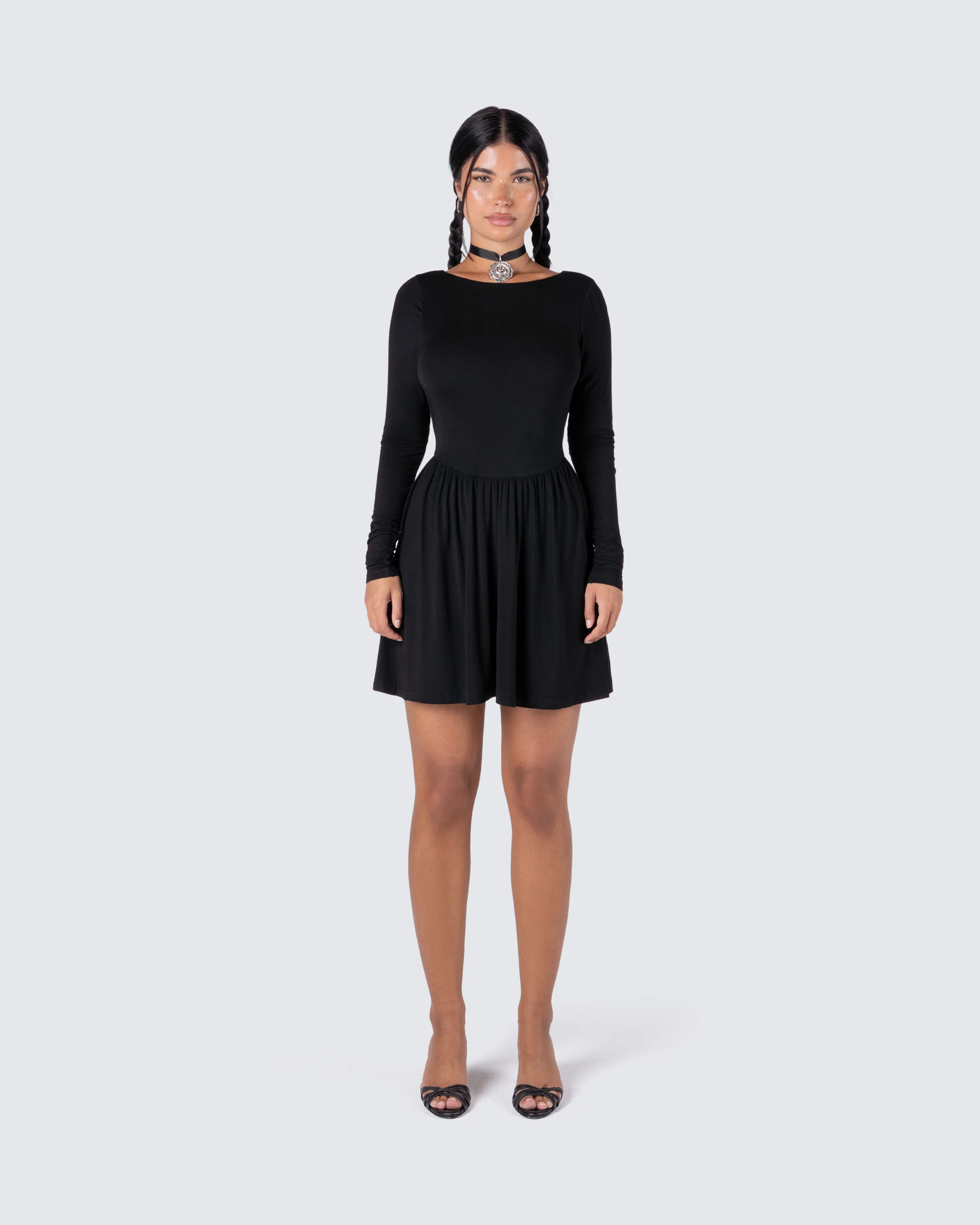 Leen Black Low Back Mini Dress - Image 4