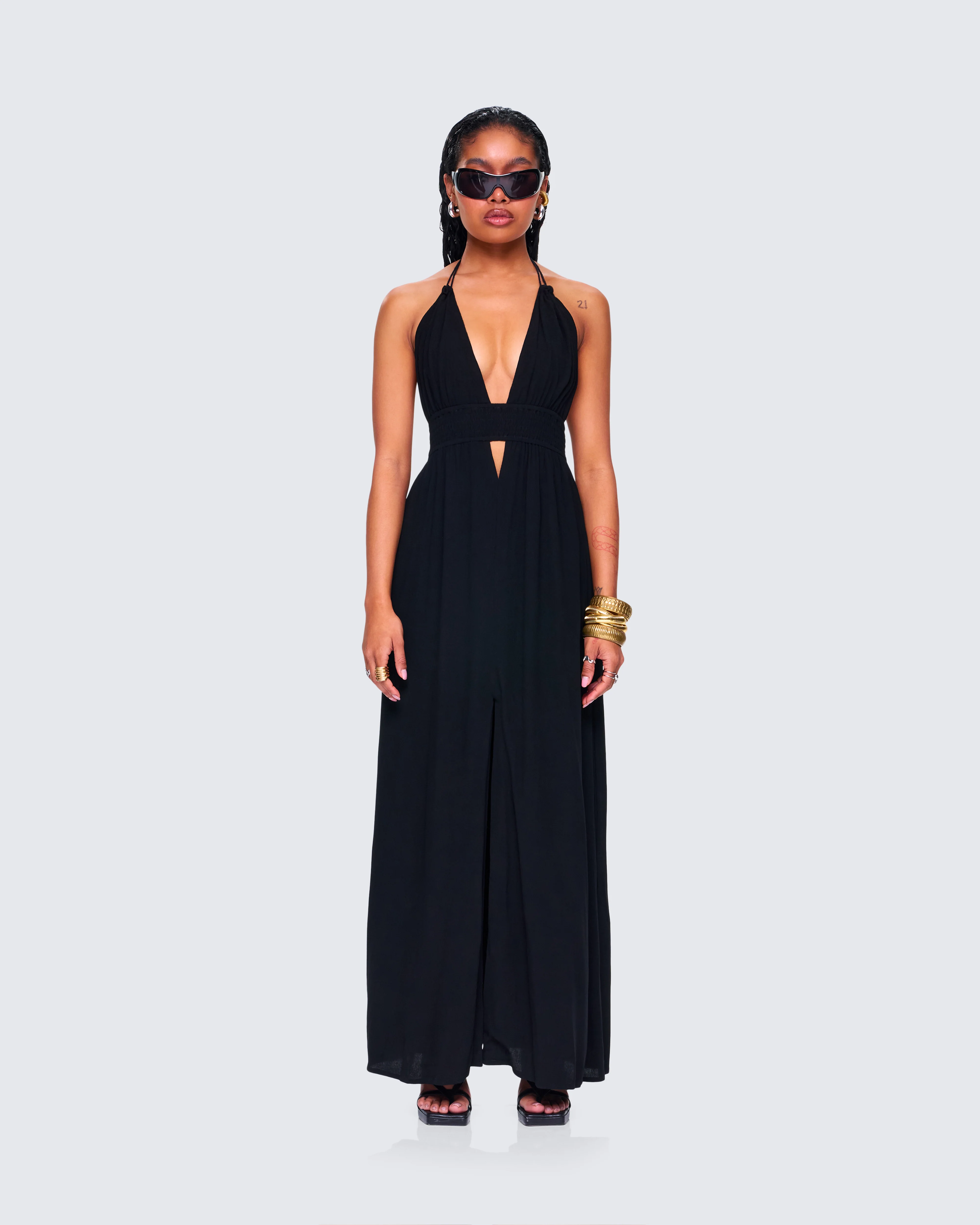 Leida Black Halter Maxi Dress - Image 4