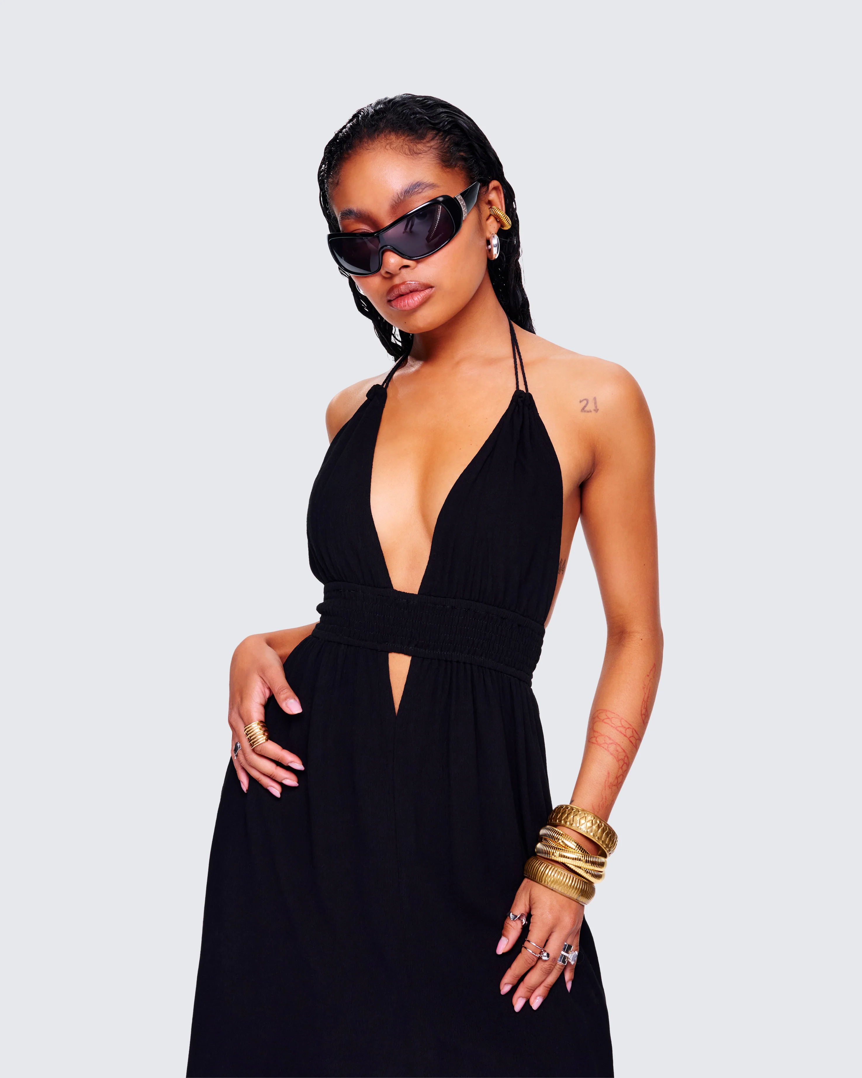 Leida Black Halter Maxi Dress - Image 8