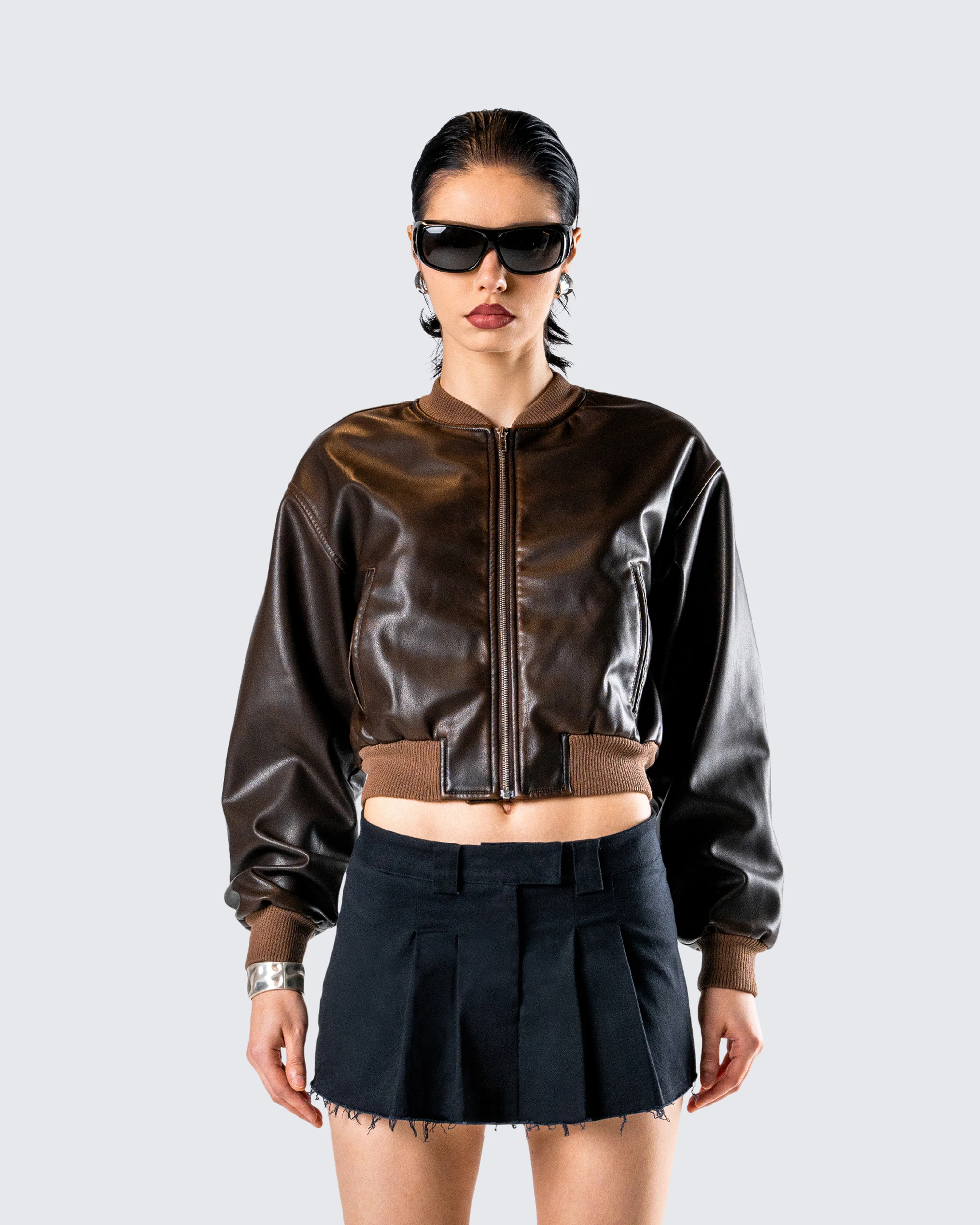 Leigh Brown Washed Leather Jacket - Image 4