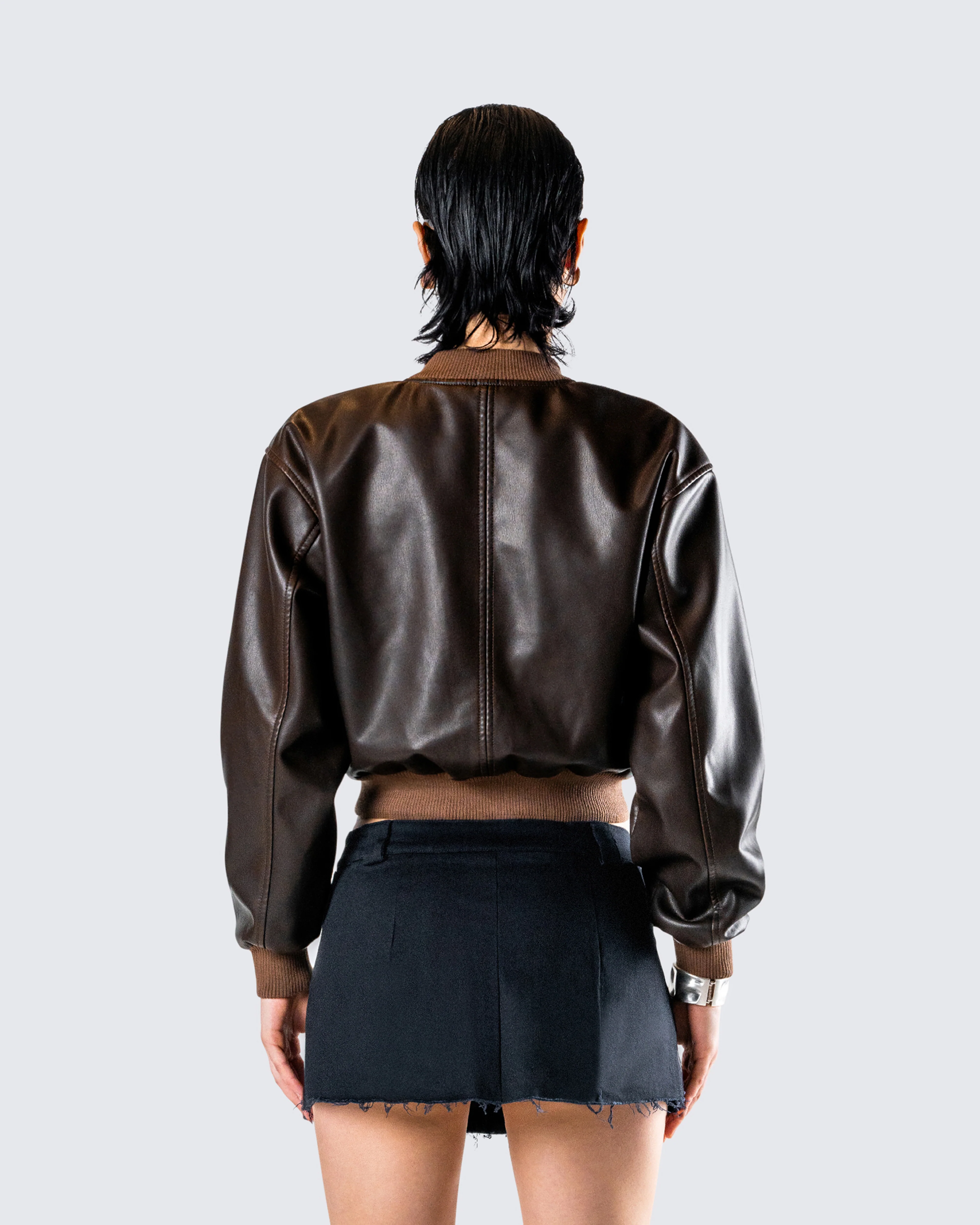 Leigh Brown Washed Leather Jacket - Image 7