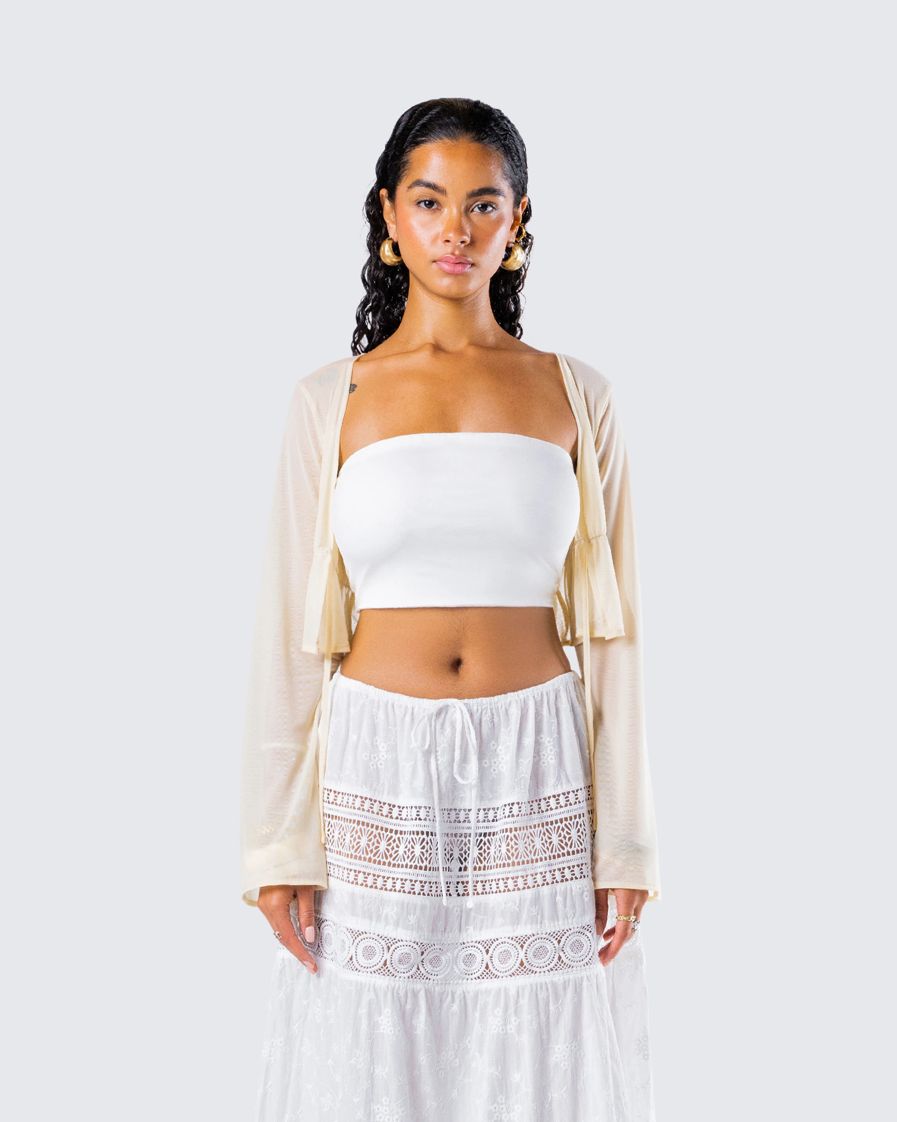 Lennon Cream Mesh Top - Image 4
